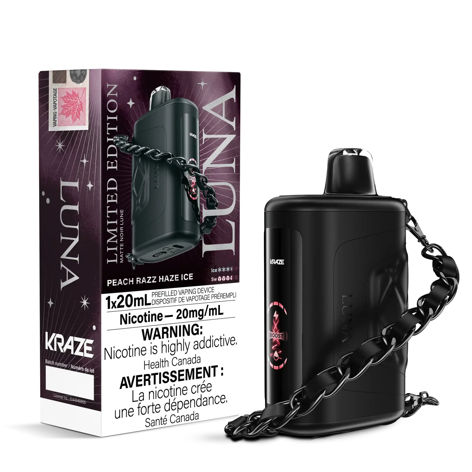 Limited Edition Peach Razz Haze Ice Kraze Luna - Disposable 42K by KRAZE
