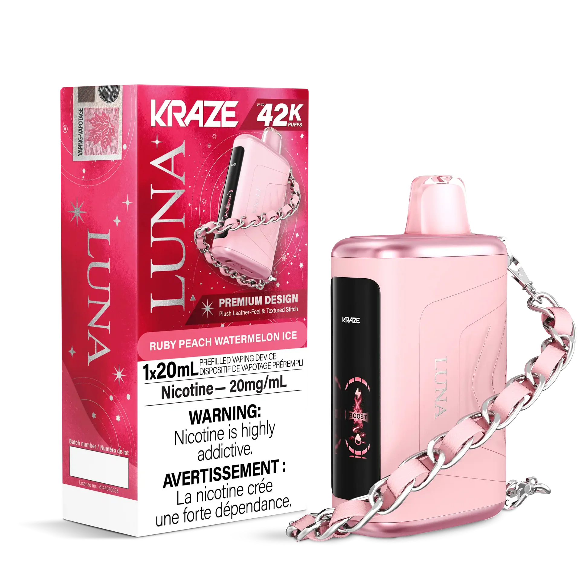 Ruby Peach Watermelon Ice Kraze Luna - Disposable 42K by KRAZE