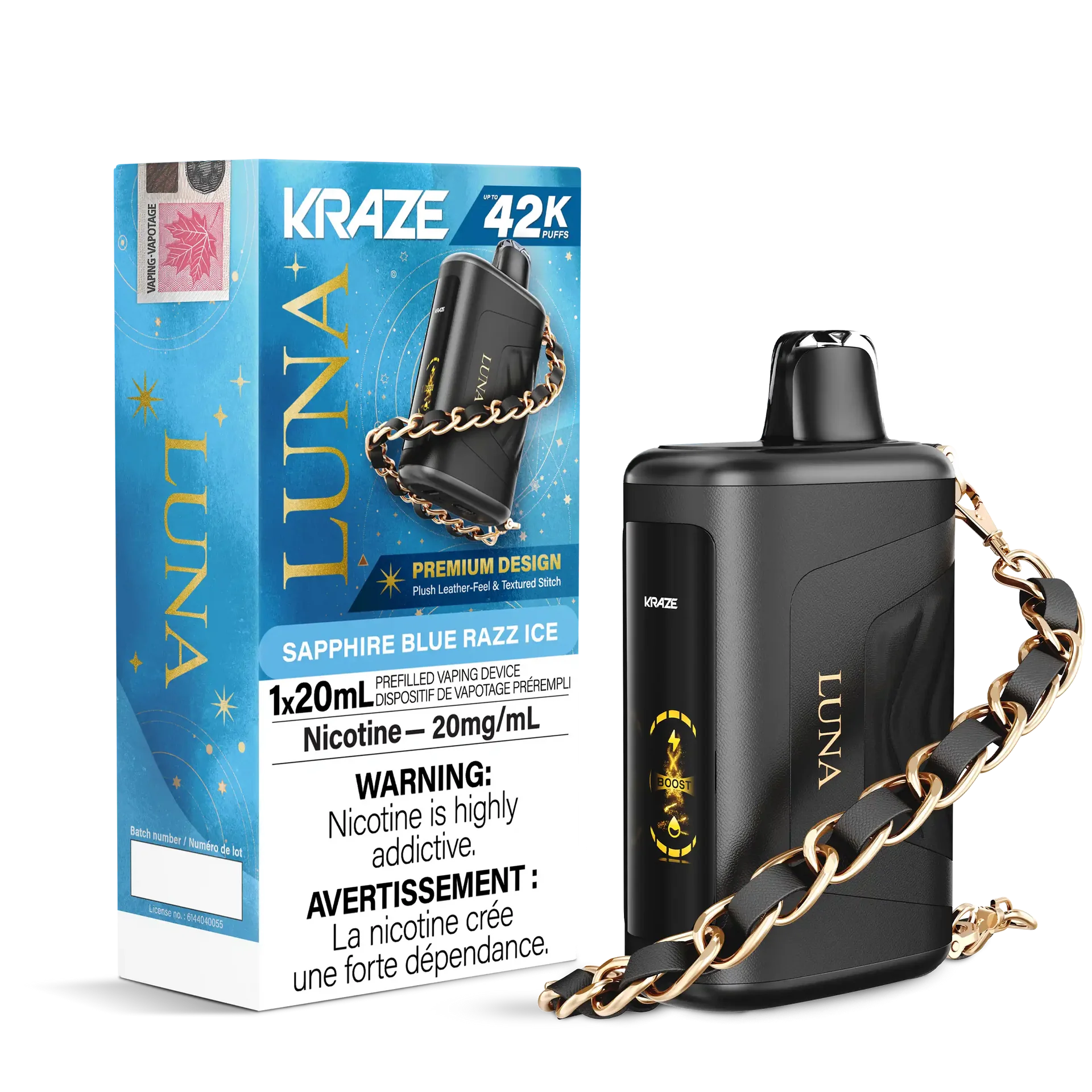 Sapphire Blue Razz Ice Kraze Luna - Disposable 42K by KRAZE