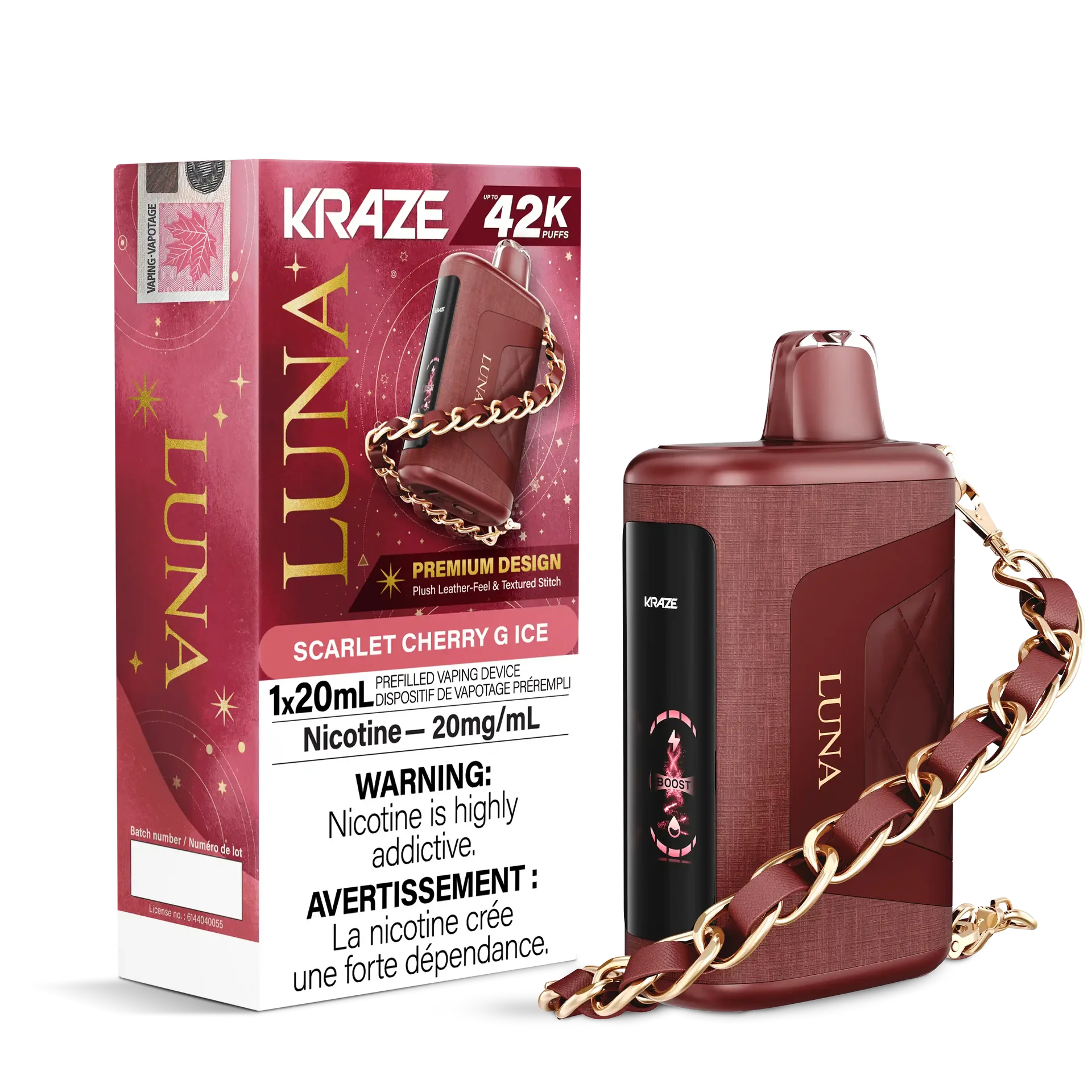 Scarlet Cherry G Ice Kraze Luna - Disposable 42K by KRAZE