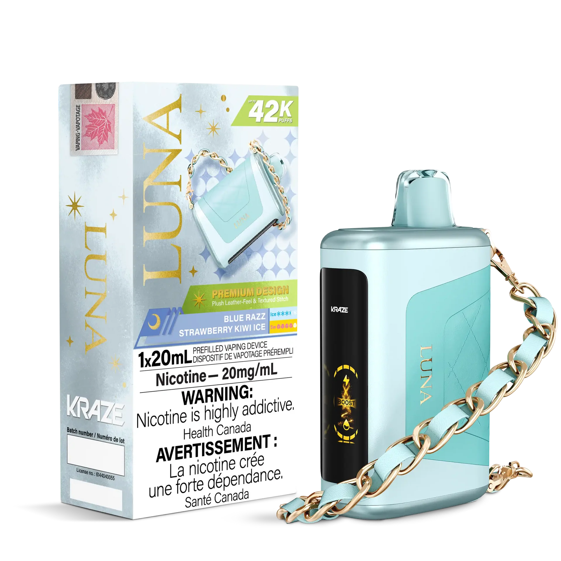 Blue Razz Strawberry Kiwi Ice Kraze Luna - Disposable 42K by KRAZE