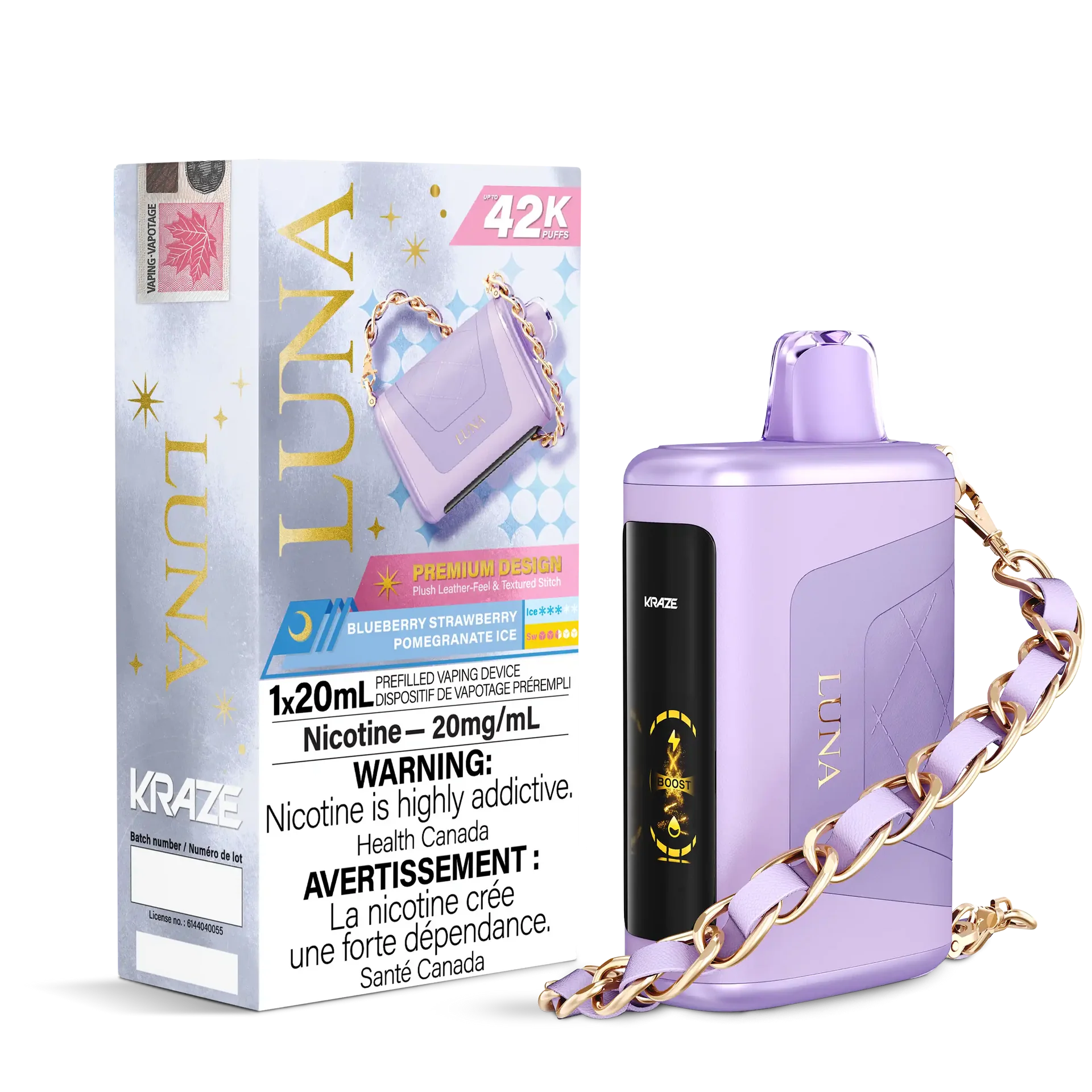 Blueberry Strawberry Pomegranate Ice Kraze Luna - Disposable 42K by KRAZE