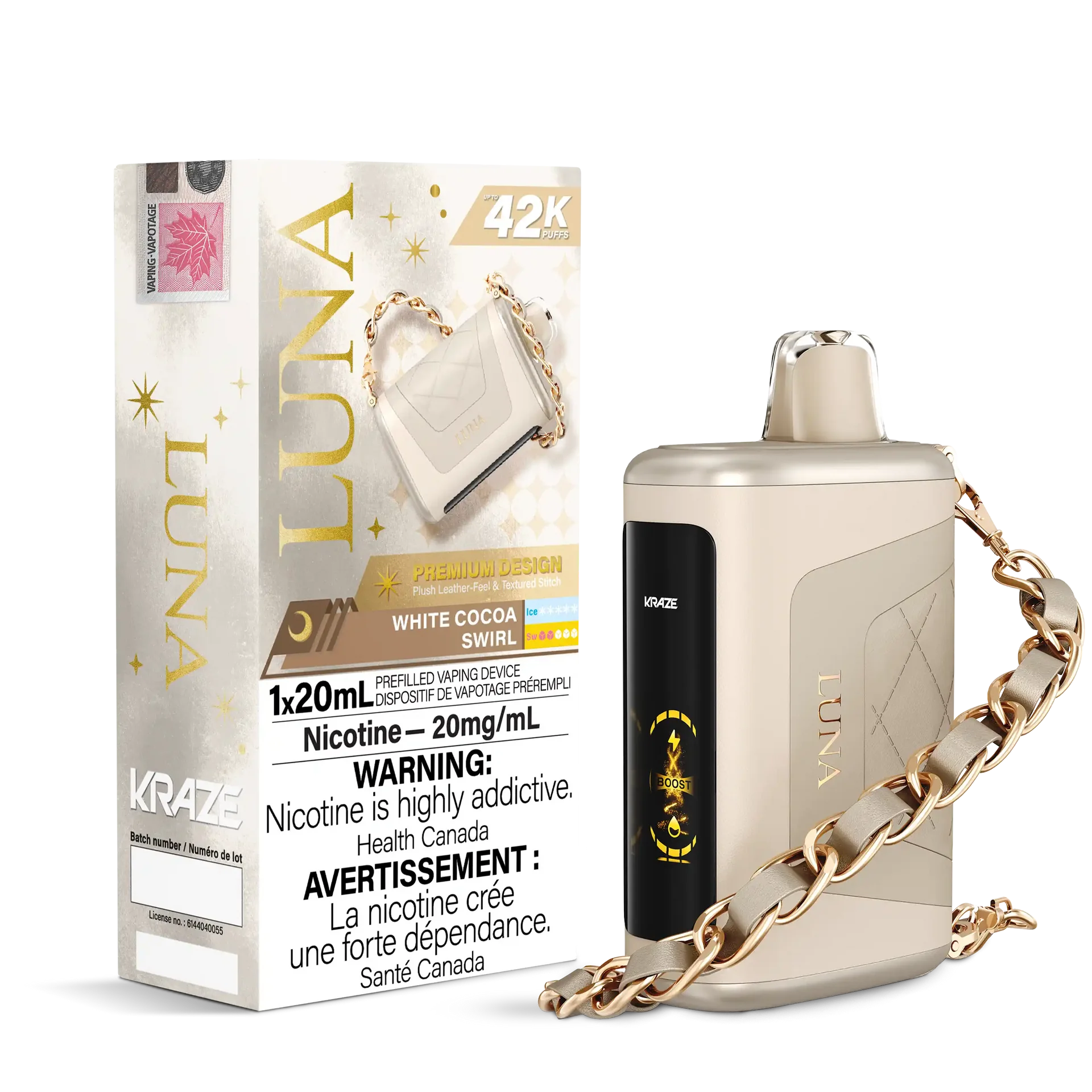 White Cocoa Swirl Kraze Luna - Disposable 42K by KRAZE