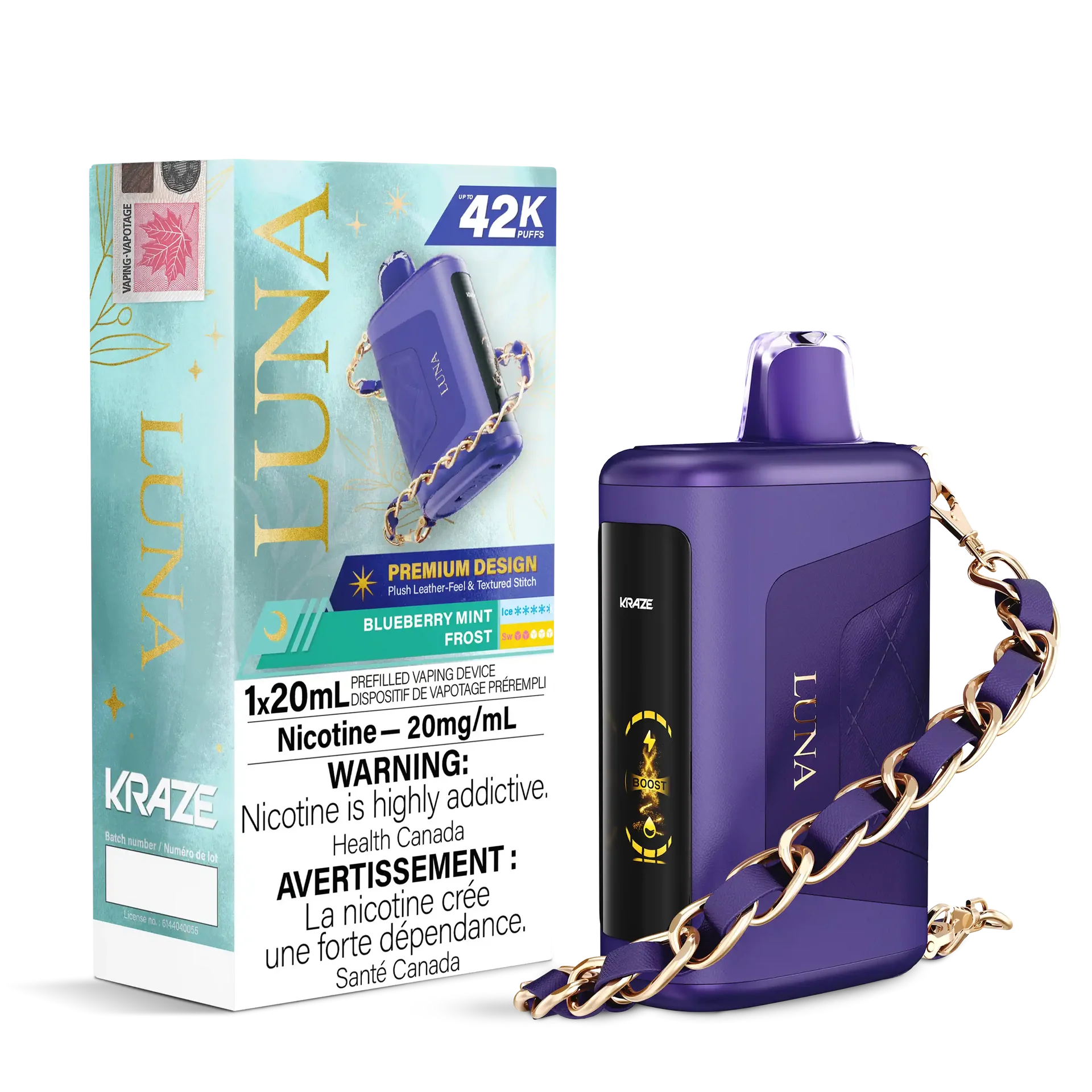 Blueberry Mint Frost Kraze Luna - Disposable 42K by KRAZE