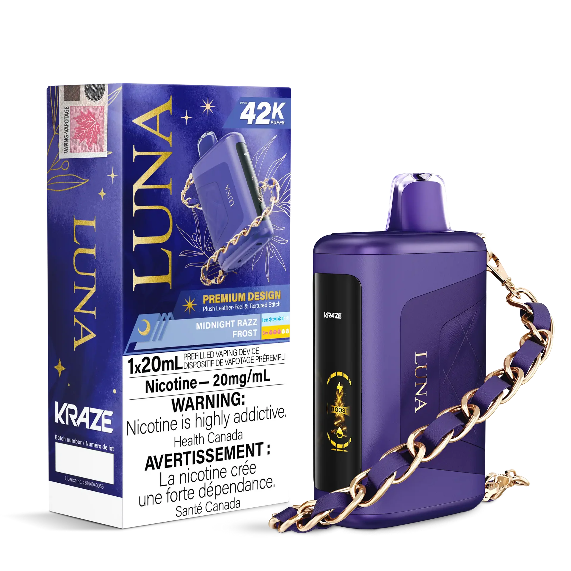 Midnight Razz Frost Kraze Luna - Disposable 42K by KRAZE