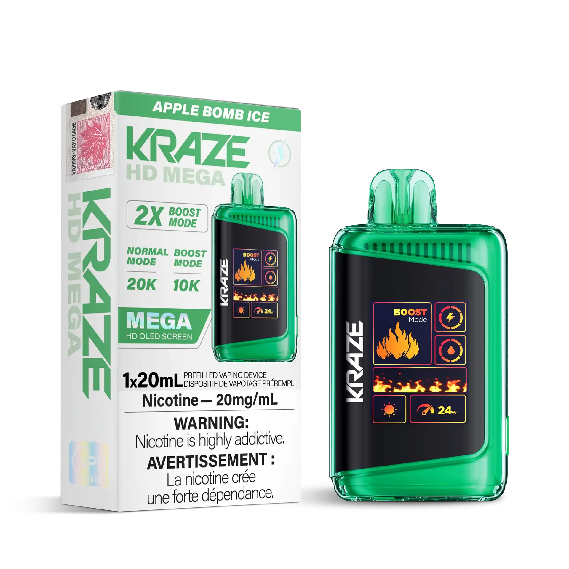 Apple Bomb Ice Kraze HD Mega - Disposable 20K by KRAZE