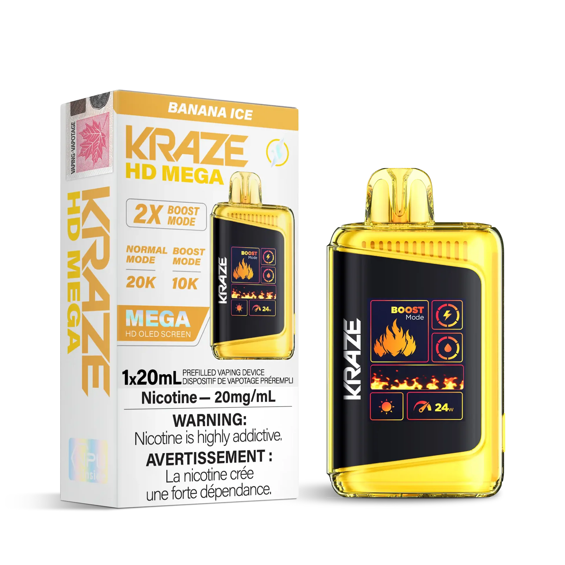 Banana Ice Kraze HD Mega - Disposable 20K by KRAZE