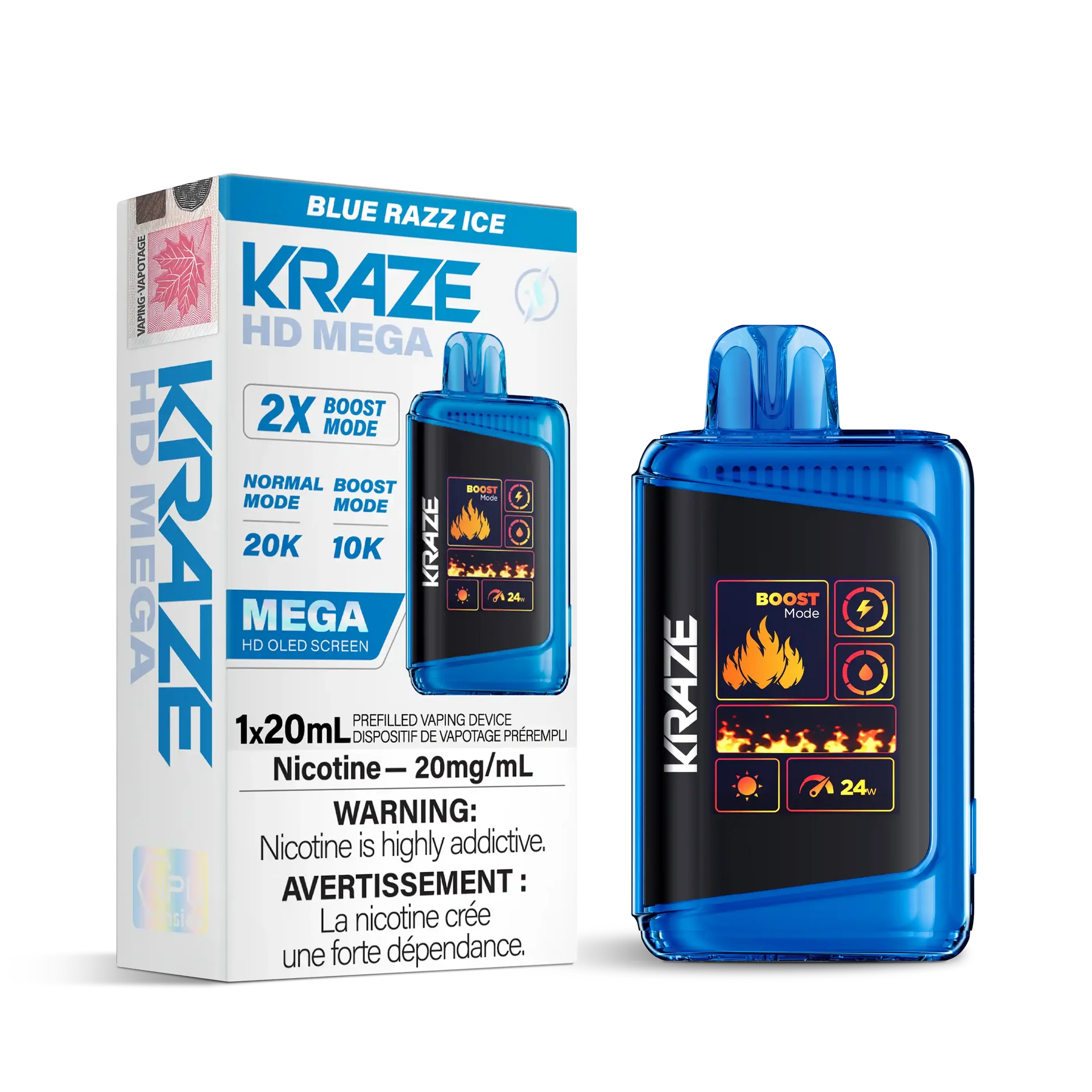 Blue Razz Ice Kraze HD Mega - Disposable 20K by KRAZE