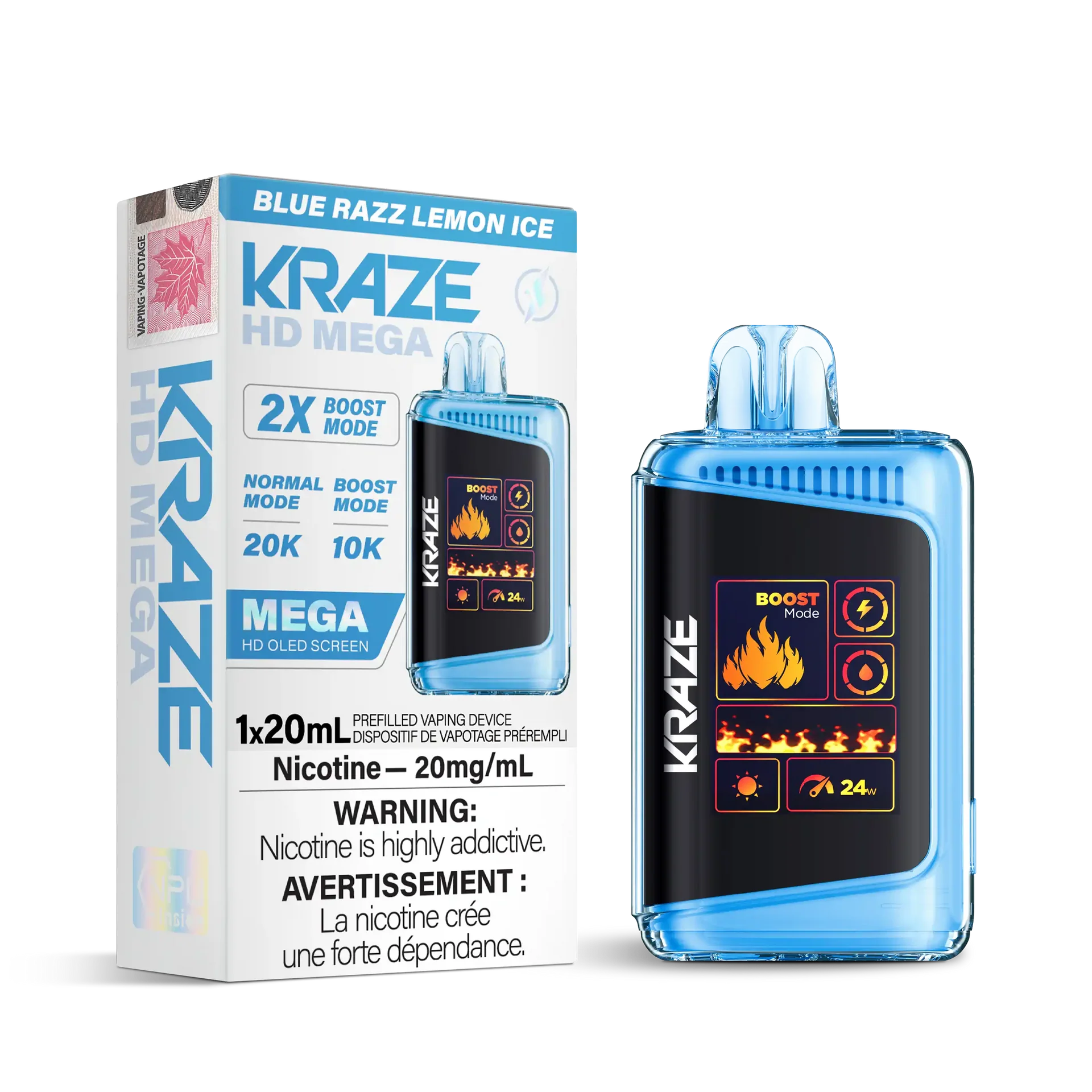 Blue Razz Lemon Ice Kraze HD Mega - Disposable 20K by KRAZE