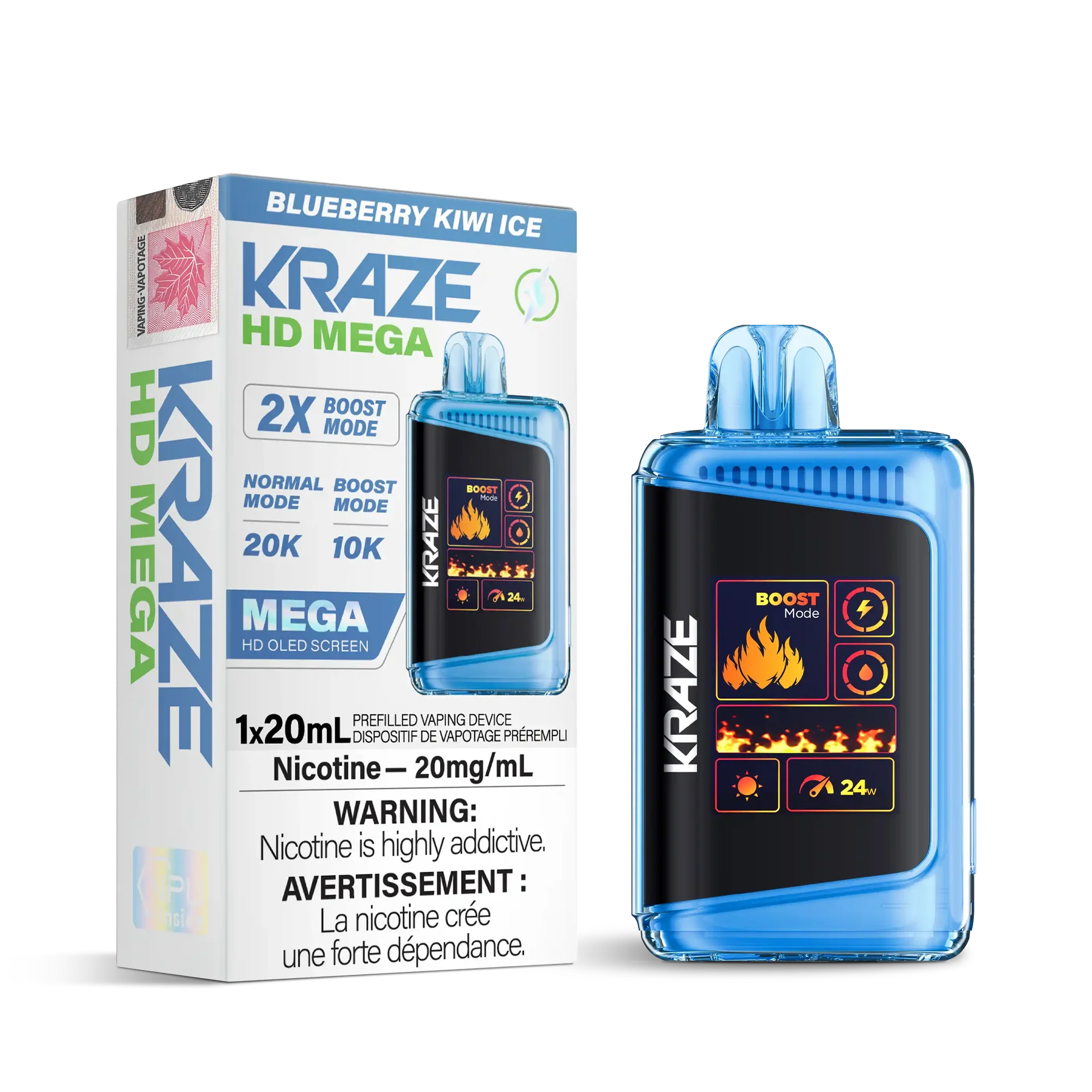 Blueberry Kiwi Ice Kraze HD Mega - Disposable 20K by KRAZE