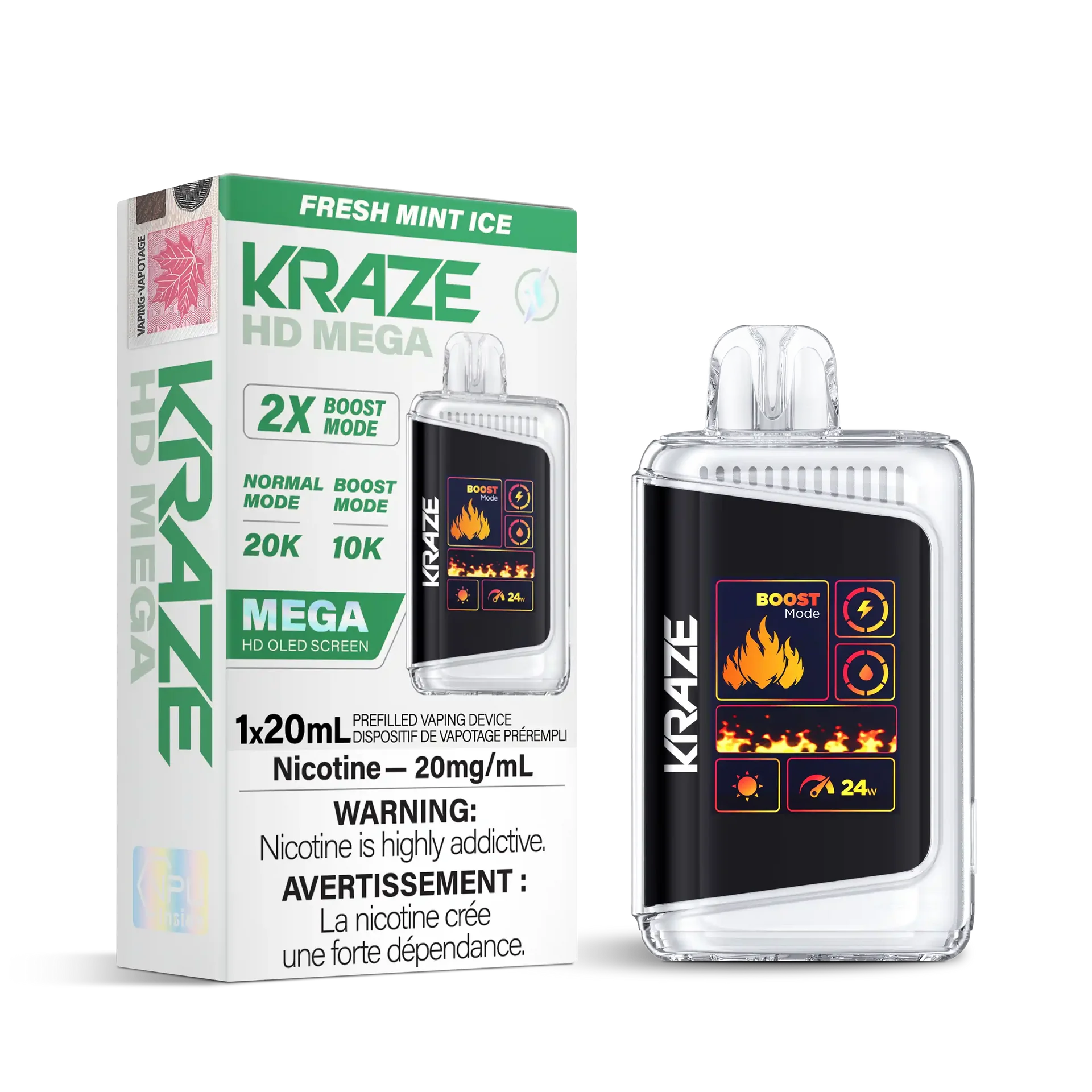 Fresh Mint Ice Kraze HD Mega - Disposable 20K by KRAZE