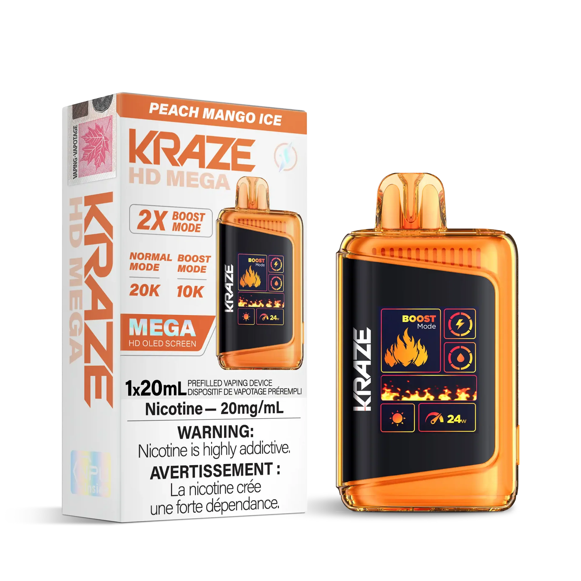 Peach Mango Ice Kraze HD Mega - Disposable 20K by KRAZE