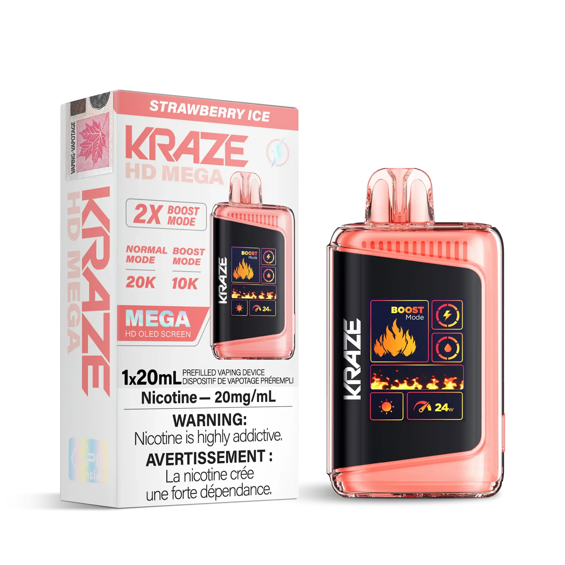 Strawberry Ice Kraze HD Mega - Disposable 20K by KRAZE