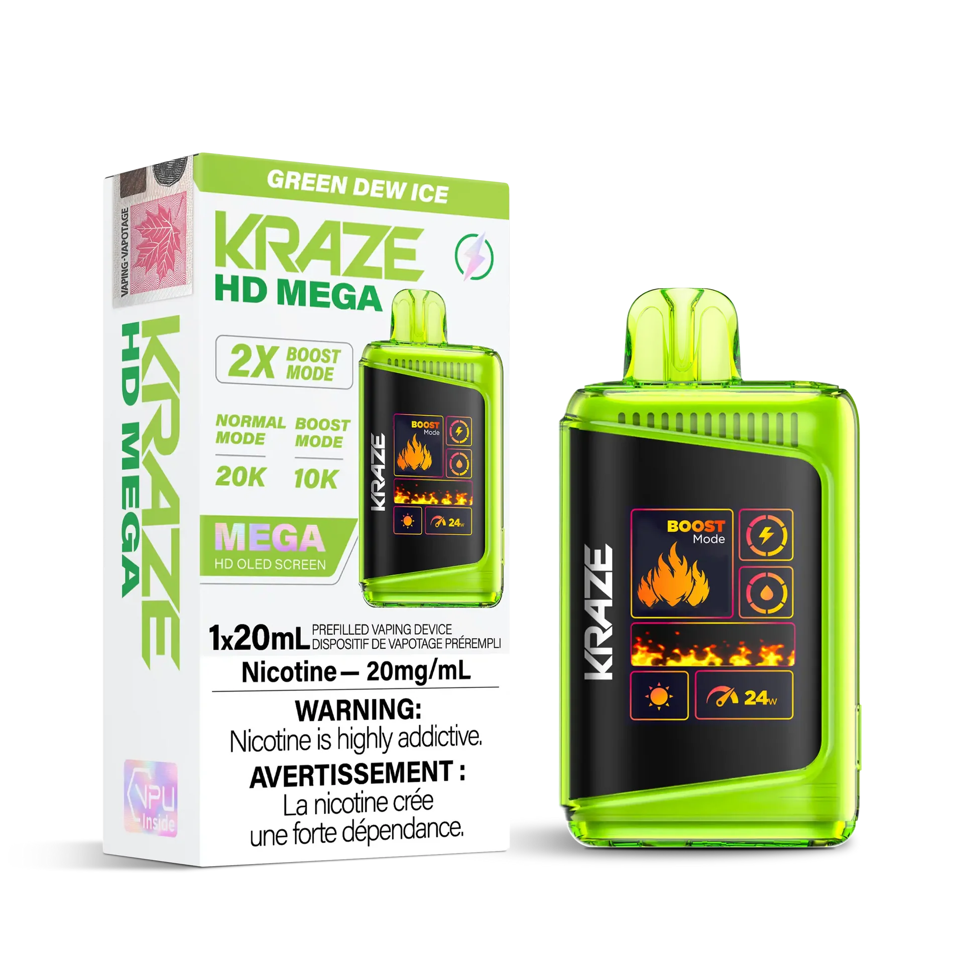 Green Dew Ice Kraze HD Mega - Disposable 20K by KRAZE