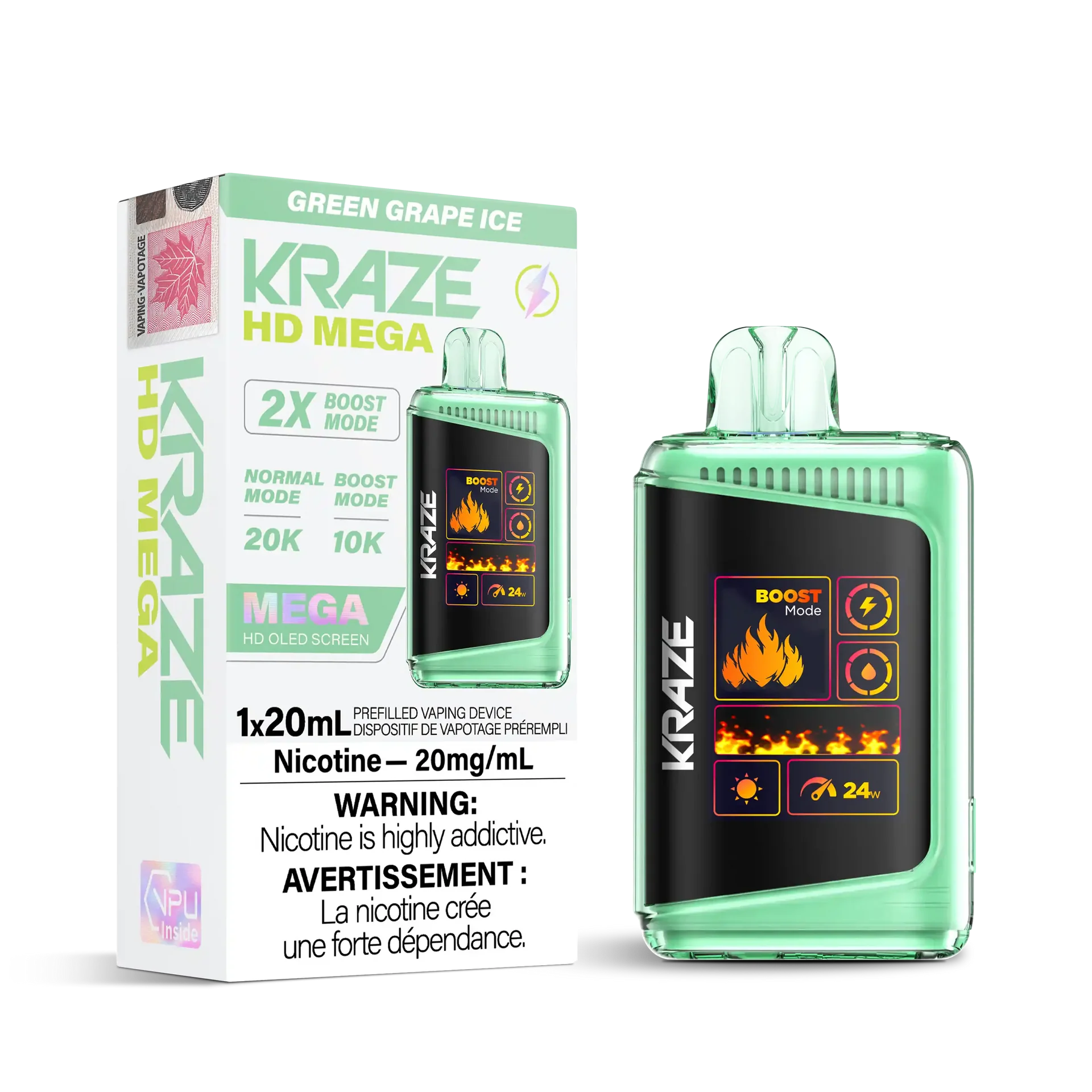 Green Grape Ice Kraze HD Mega - Disposable 20K by KRAZE