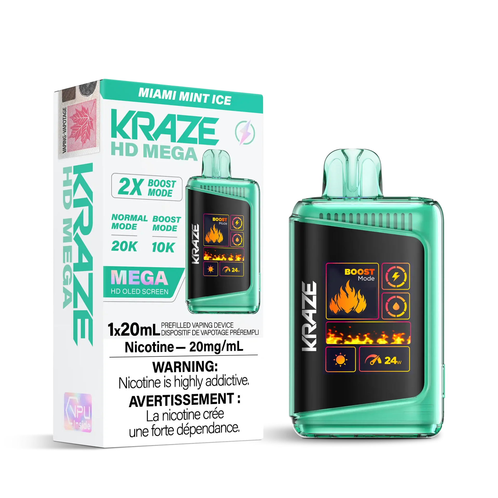 Miami Mint Ice Kraze HD Mega - Disposable 20K by KRAZE