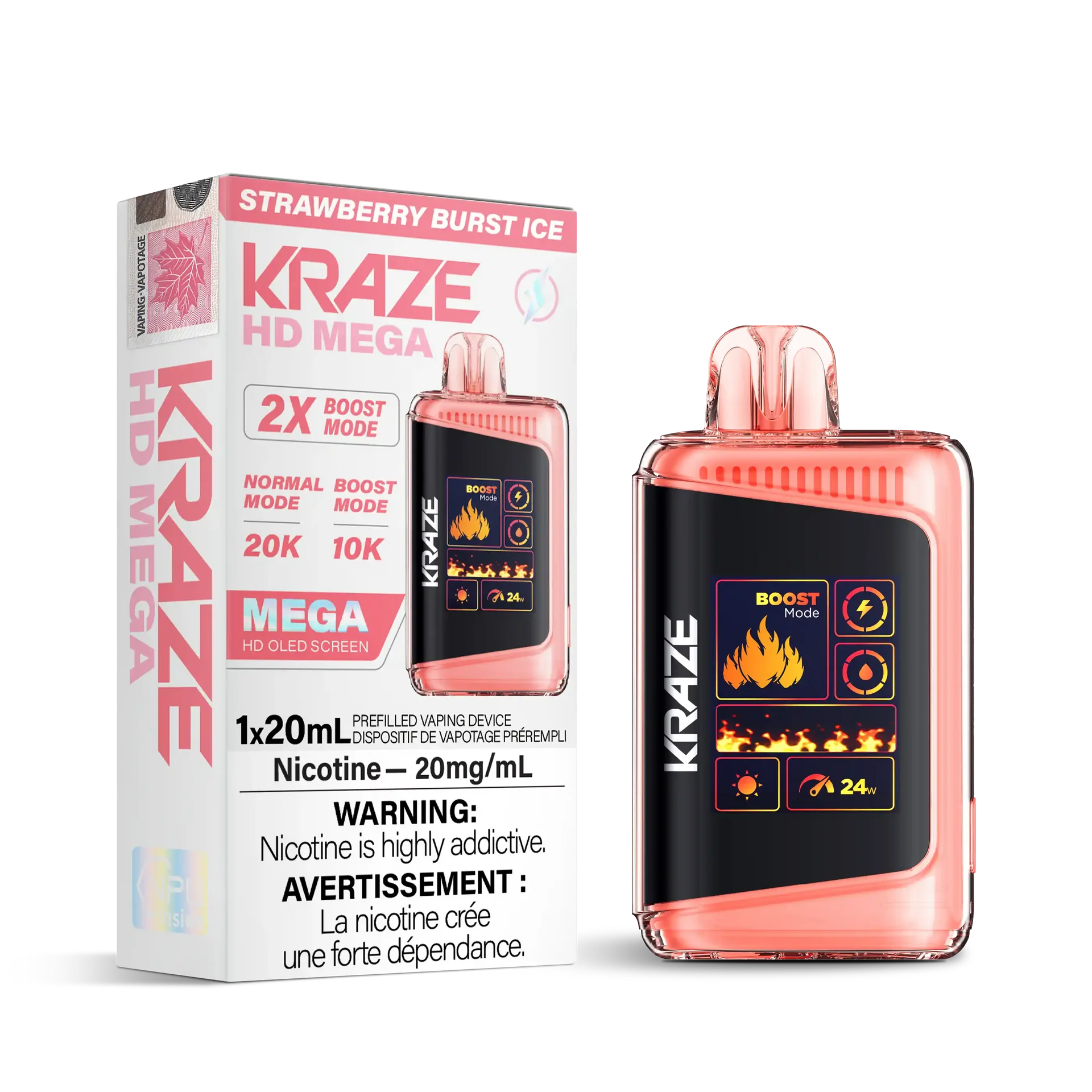 Strawberry Burst Ice Kraze HD Mega - Disposable 20K by KRAZE