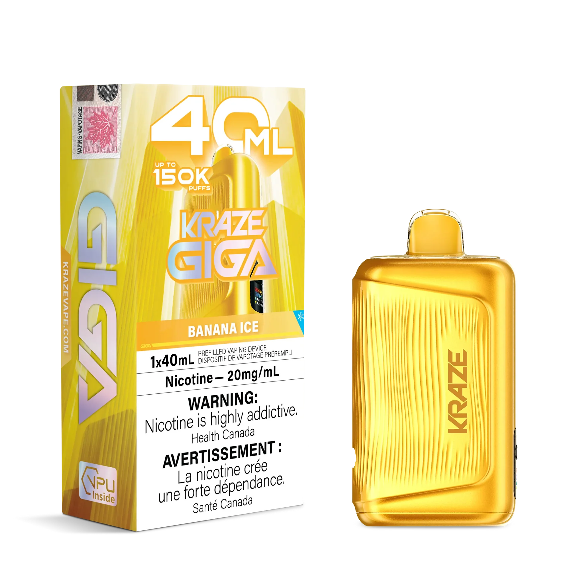Banana Ice Kraze Giga - Disposable 150K by KRAZE