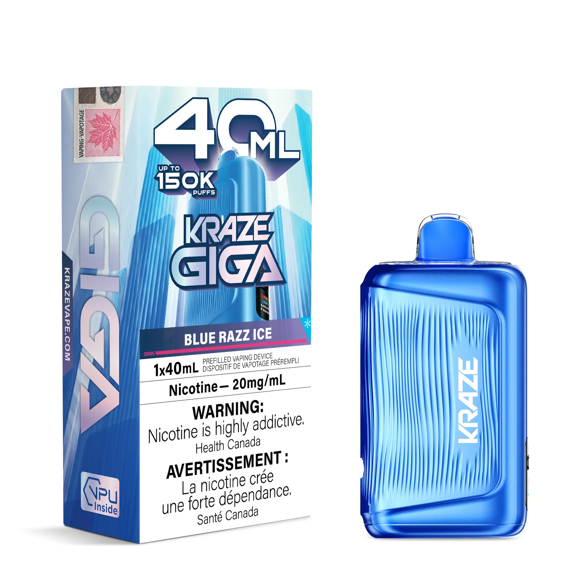 Blue Razz Ice Kraze Giga - Disposable 150K by KRAZE