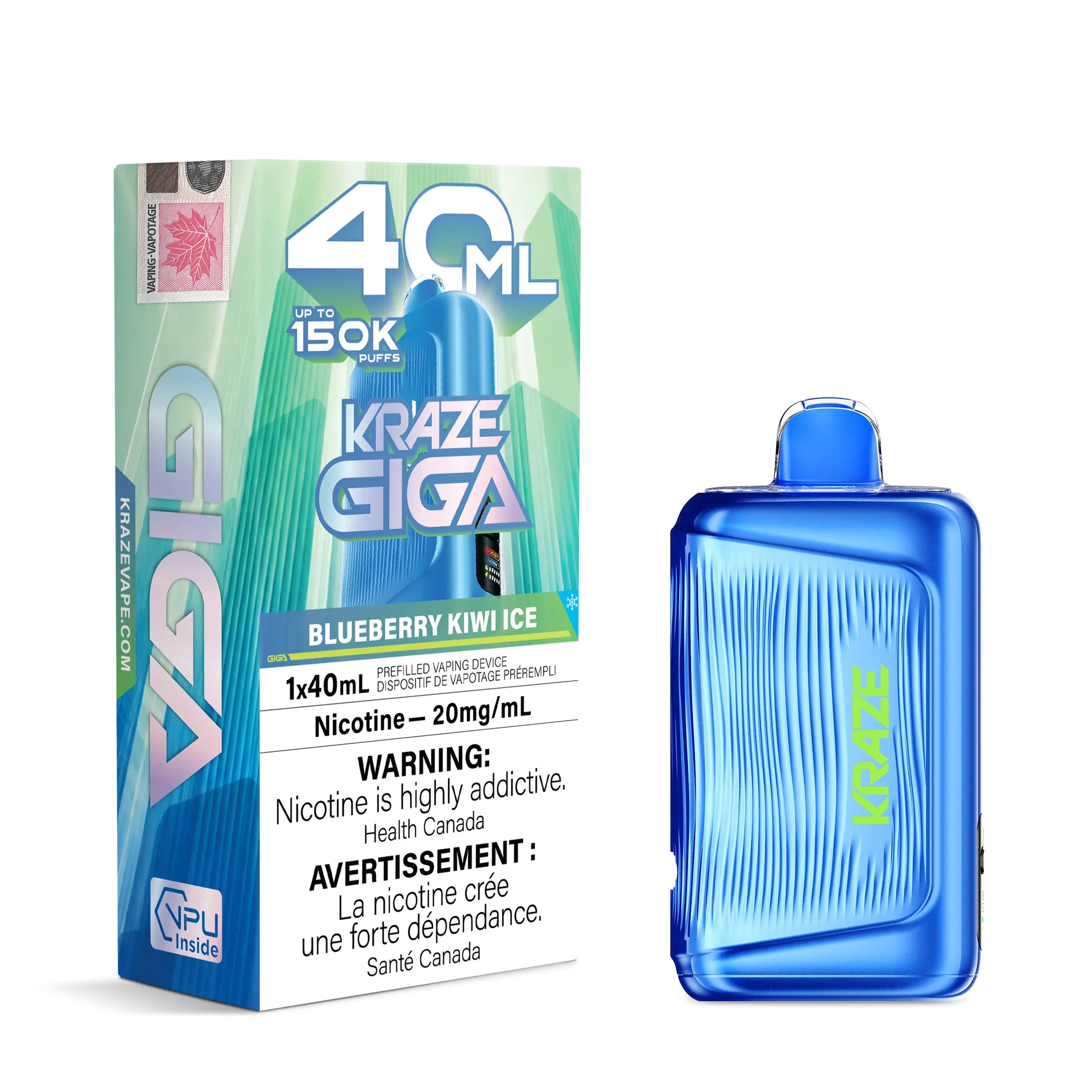 Blueberry Kiwi Ice Kraze Giga - Disposable 150K by KRAZE