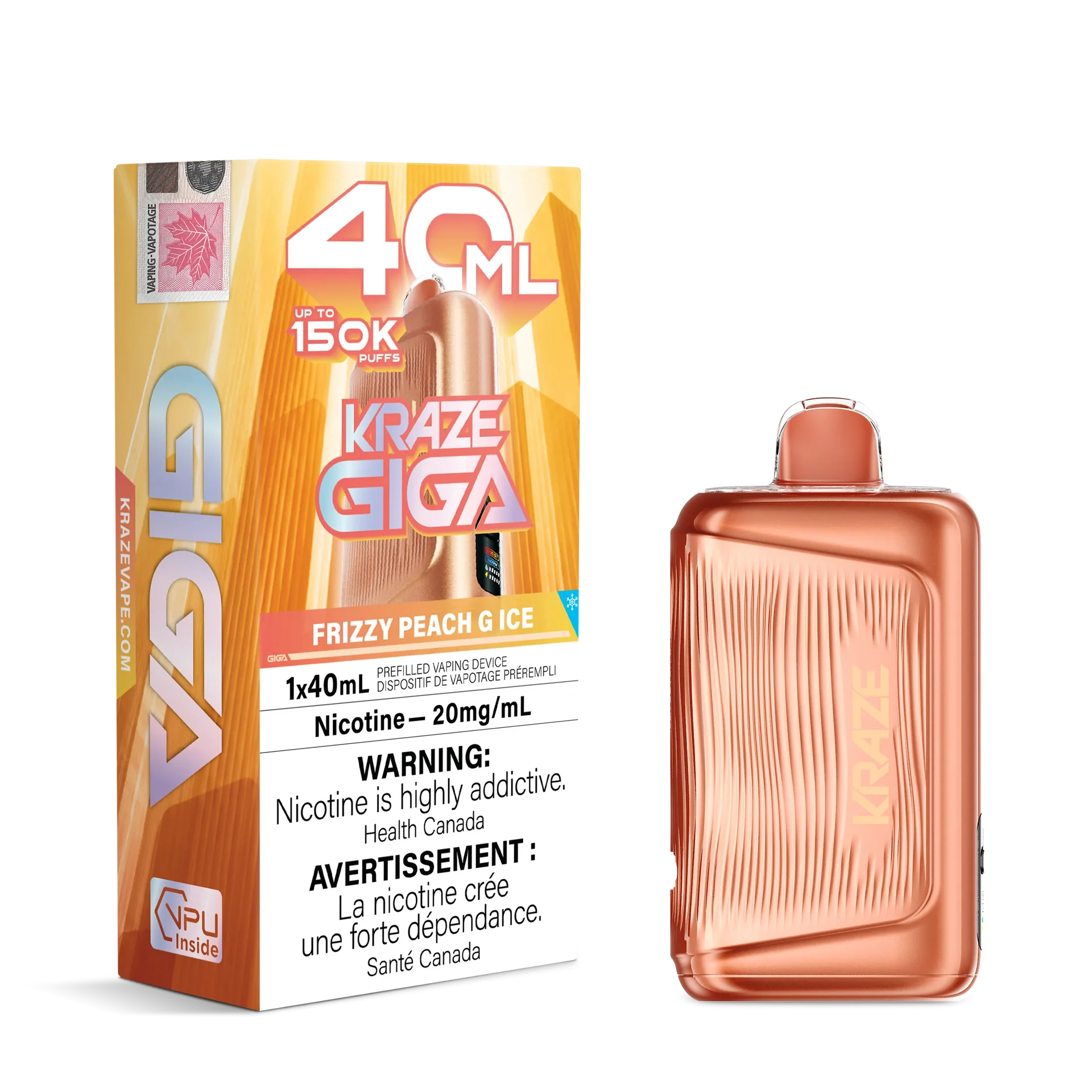 Fizzy Peach G Ice Kraze Giga - Disposable 150K by KRAZE