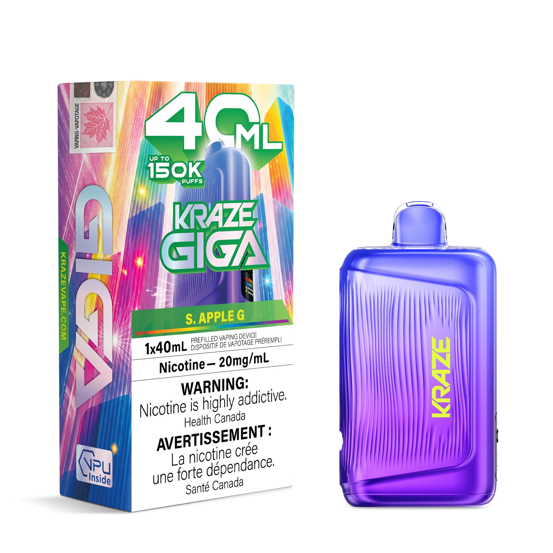 Sour Apple G Kraze Giga - Disposable 150K by KRAZE