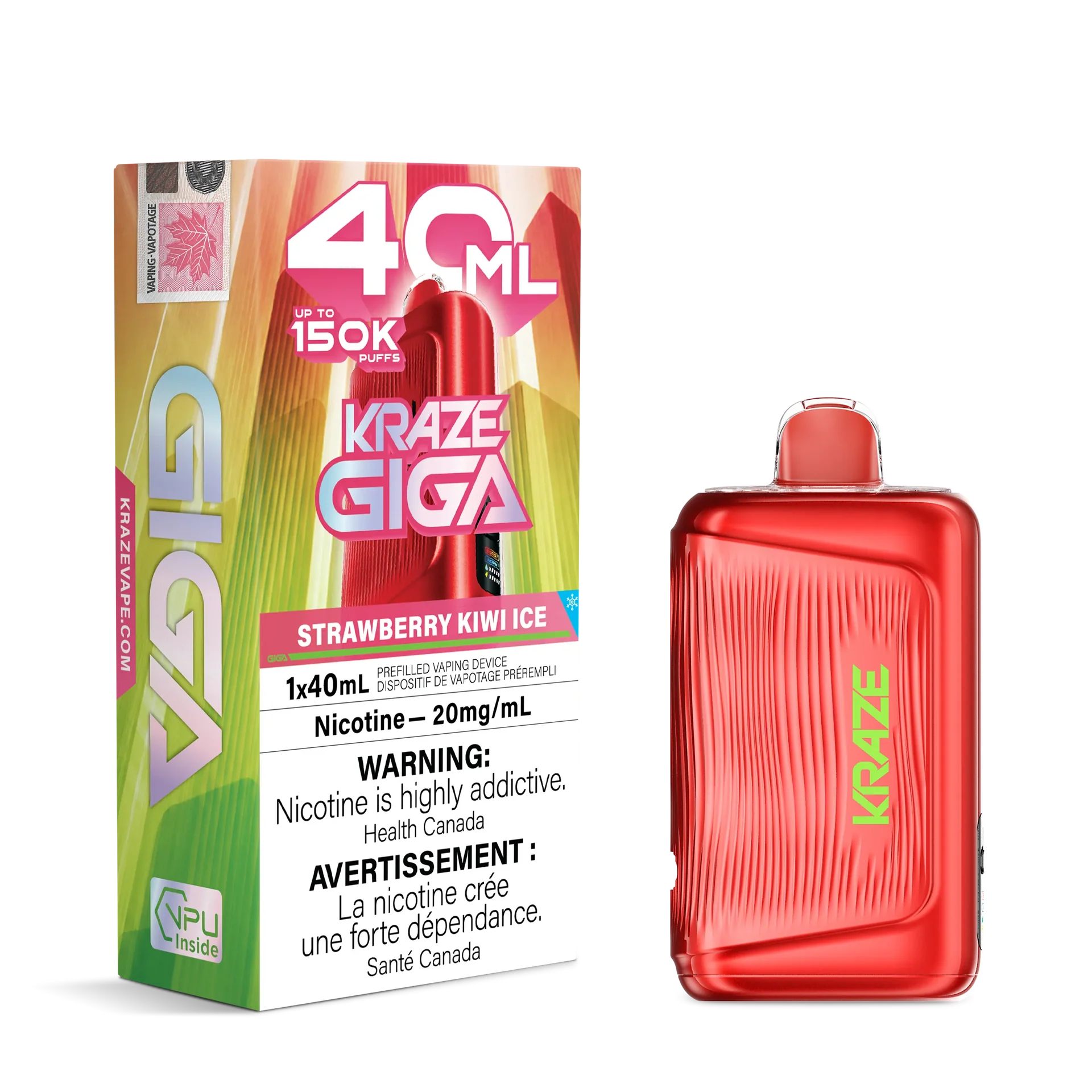 Strawberry Kiwi Ice Kraze Giga - Disposable 150K by KRAZE