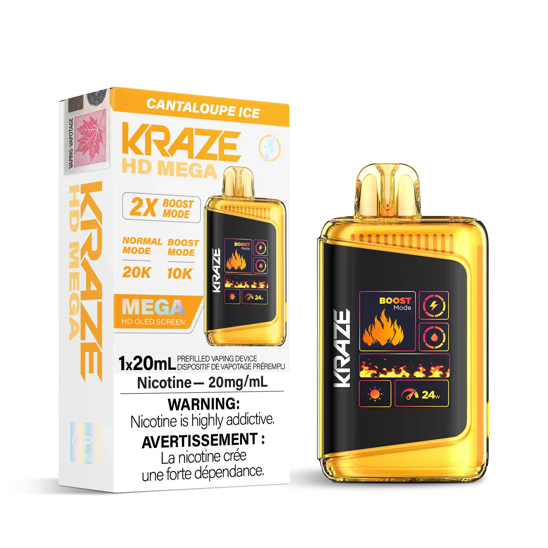 Cantaloupe Ice Kraze HD Mega - Disposable 20K by KRAZE