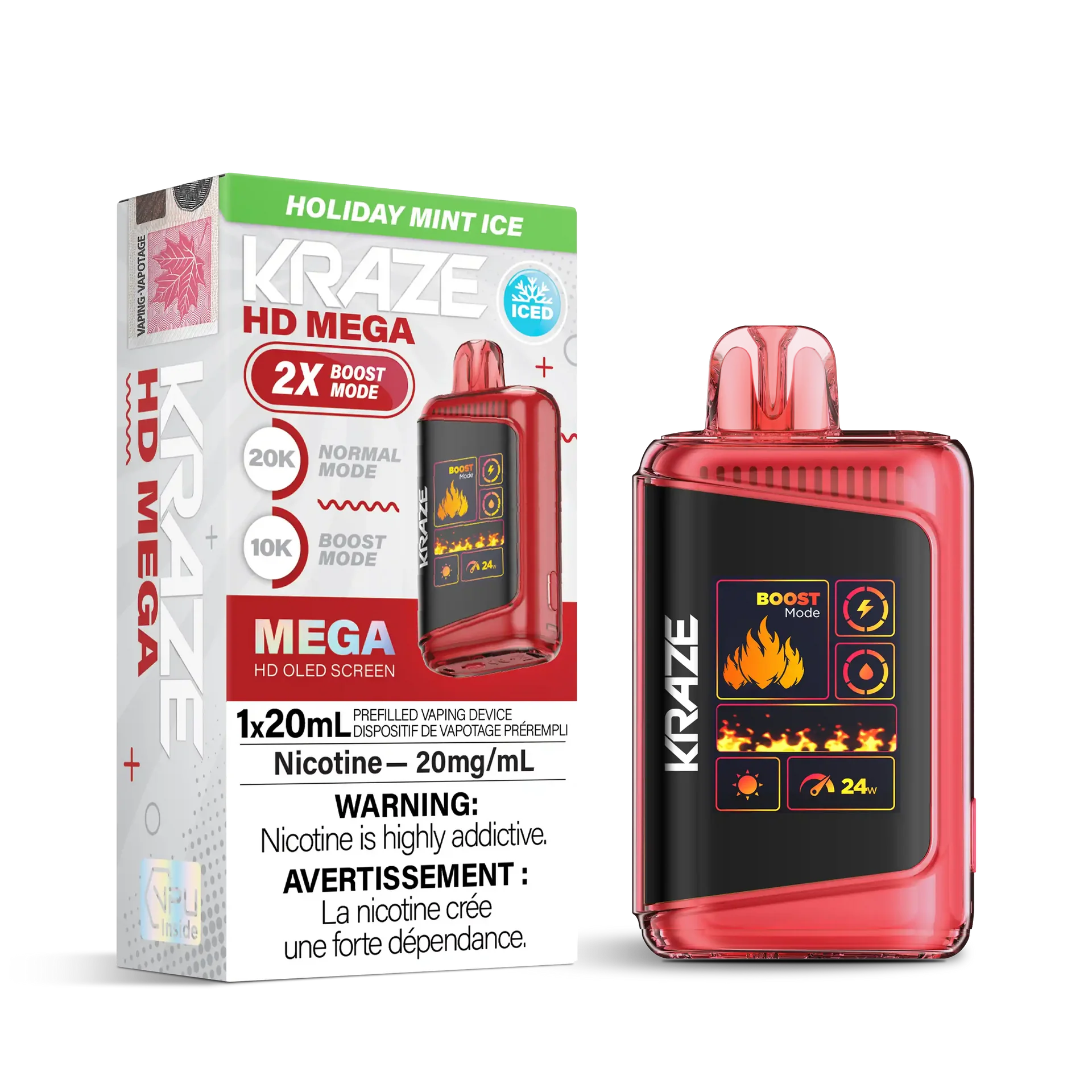 Holiday Mint Ice Kraze HD Mega - Disposable 20K by KRAZE