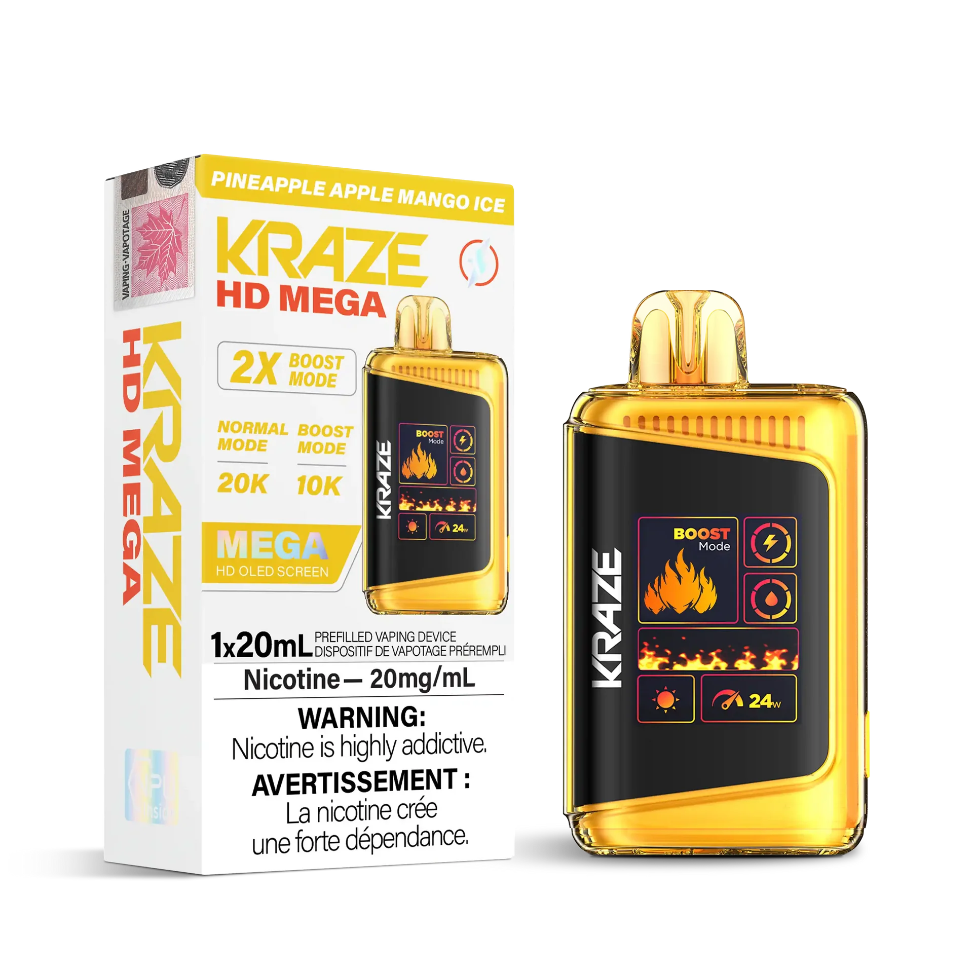 Pineapple Apple Mango Ice Kraze HD Mega - Disposable 20K by KRAZE