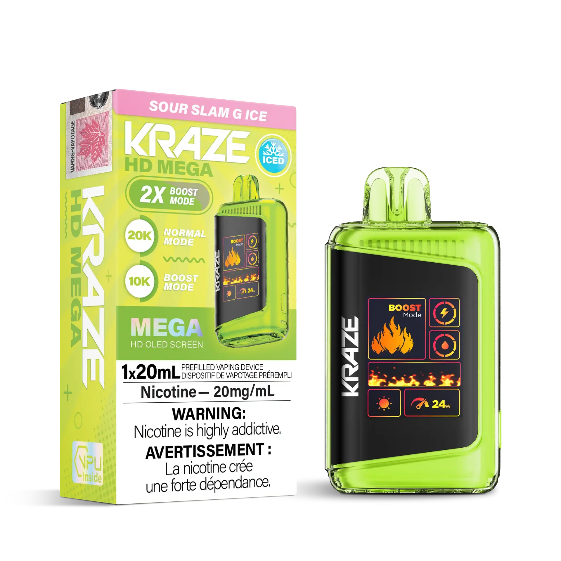Sour Slam G Ice Kraze HD Mega - Disposable 20K by KRAZE