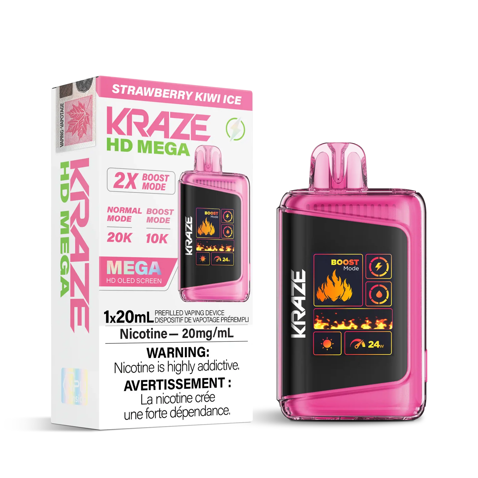 Strawberry Kiwi Ice Kraze HD Mega - Disposable 20K by KRAZE
