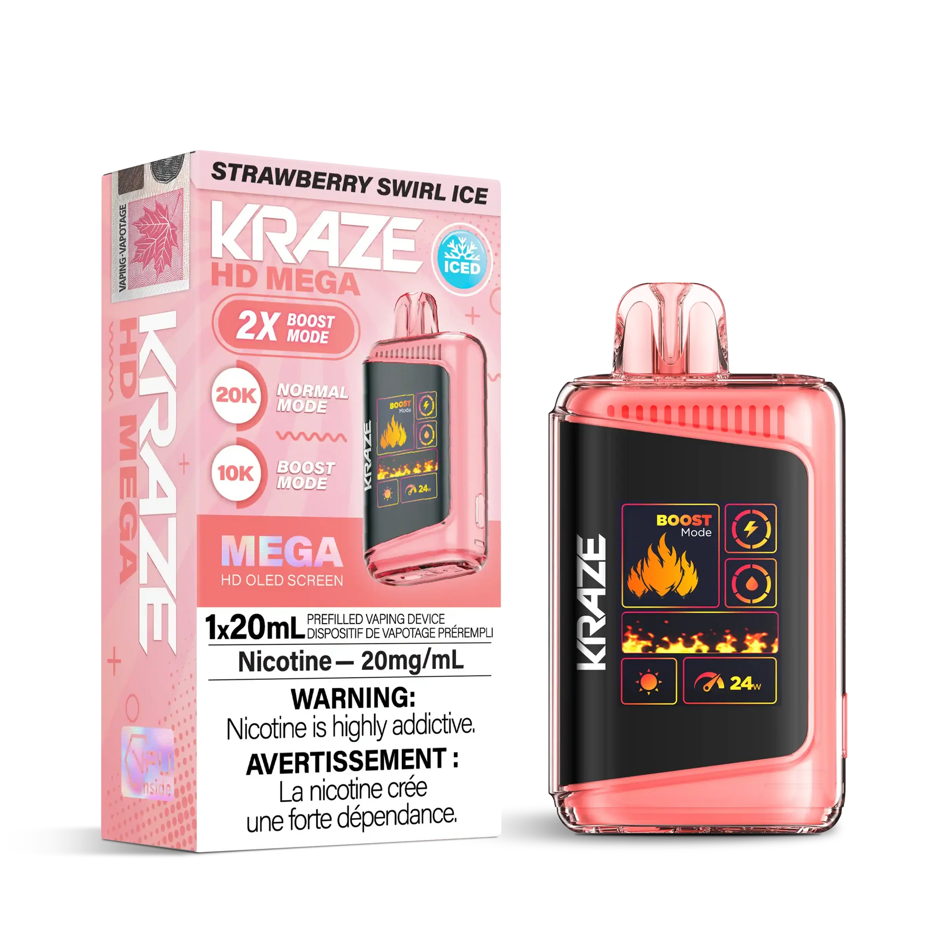 Strawberry Swirl Ice Kraze HD Mega - Disposable 20K by KRAZE