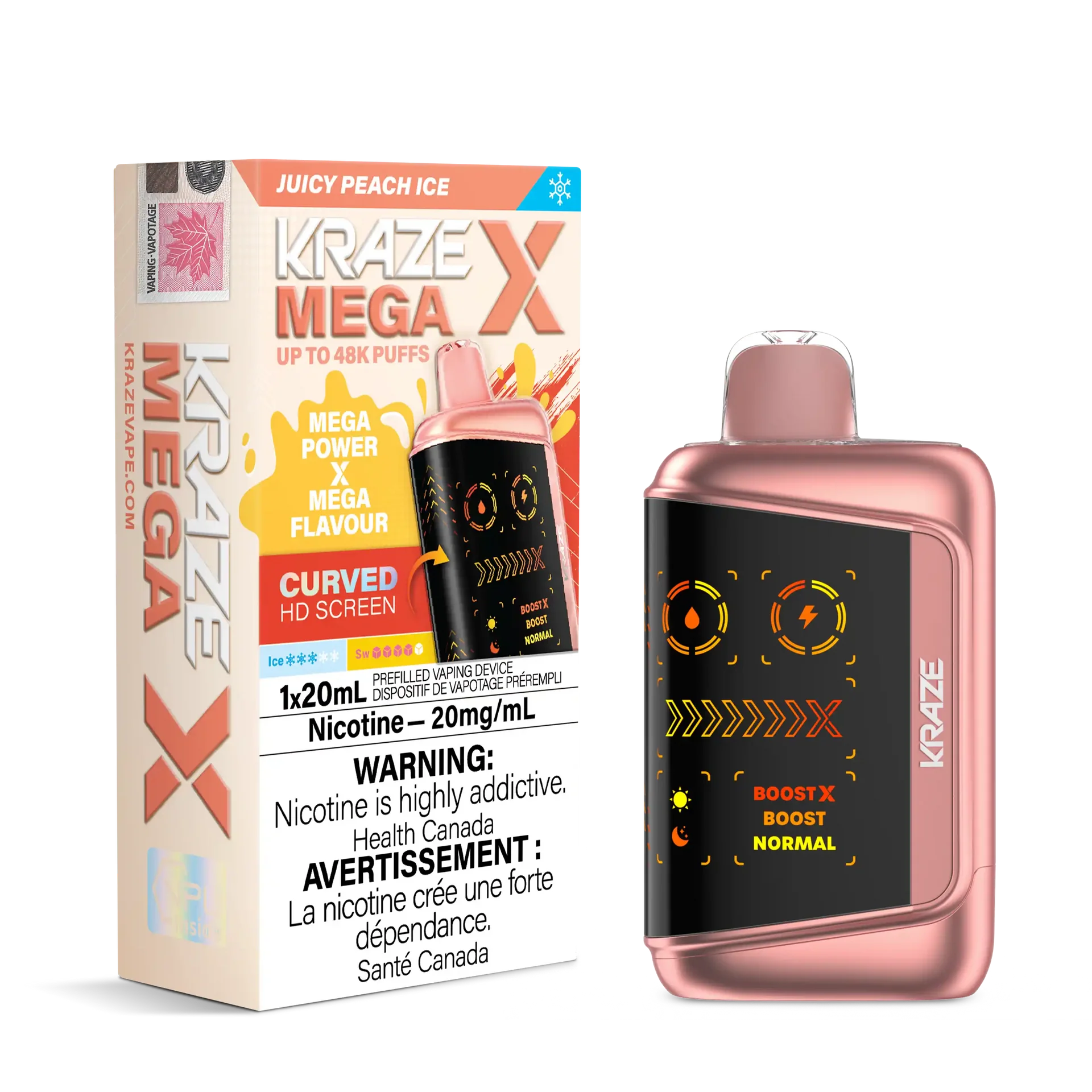 Juicy Peach Ice Kraze Mega X - Disposable 48K by KRAZE
