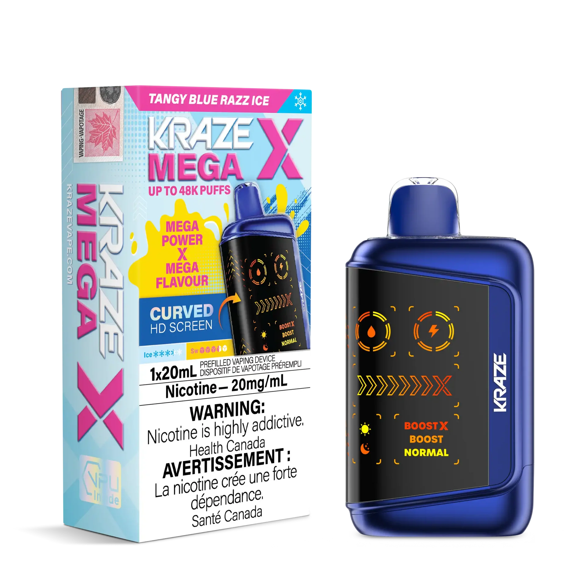 Tangy Blue Razz Ice Kraze Mega X - Disposable 48K by KRAZE