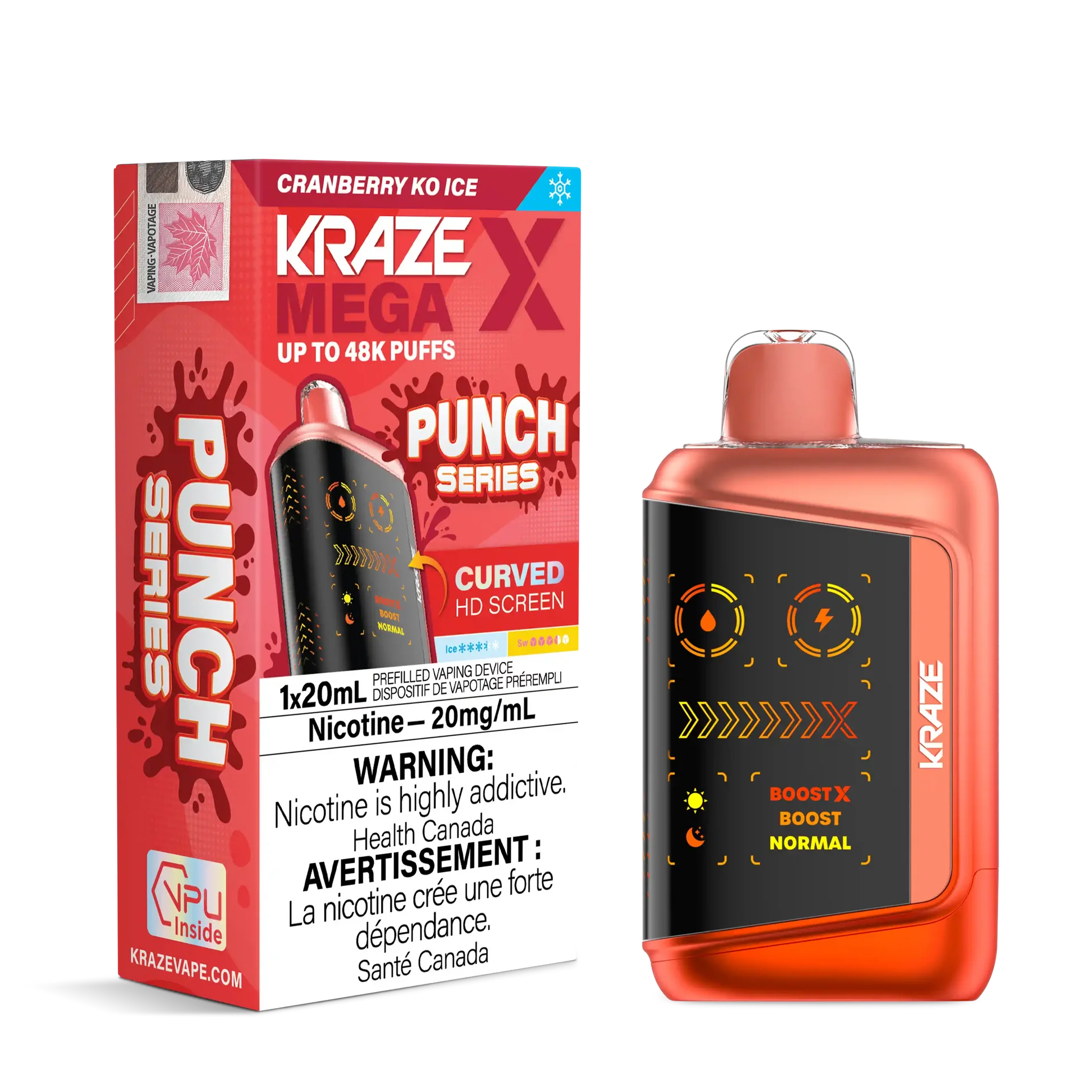 Cranberry KO Ice Kraze Mega X - Disposable 48K by KRAZE