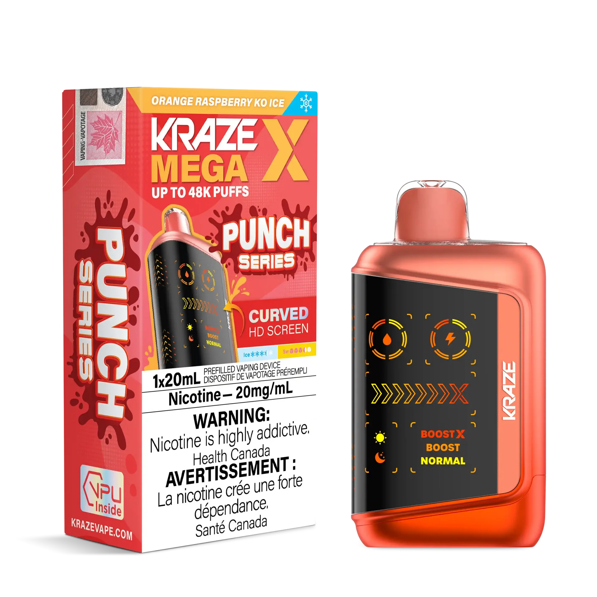 Orange Raspberry KO Ice Kraze Mega X - Disposable 48K by KRAZE