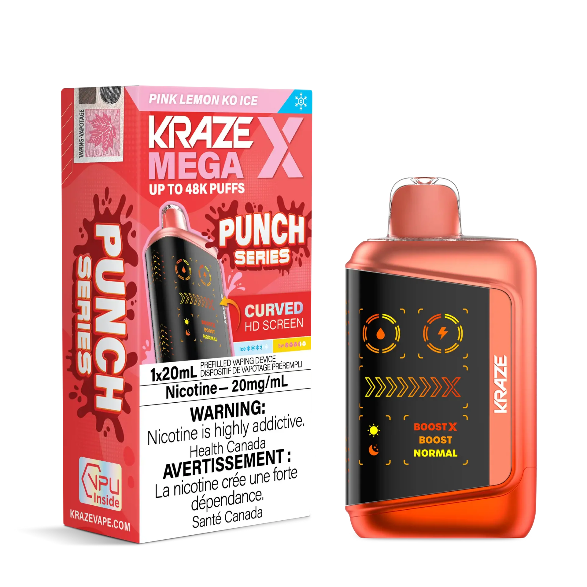 Pink Lemon KO Ice Kraze Mega X - Disposable 48K by KRAZE