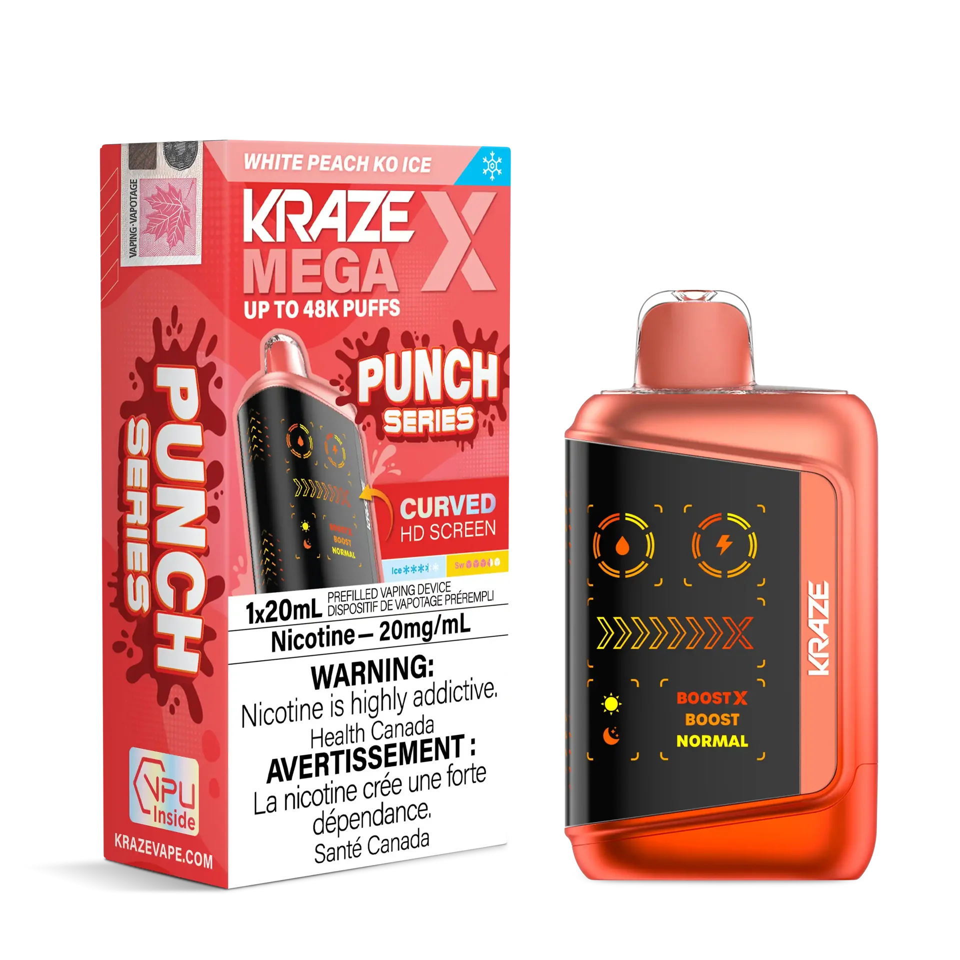 White Peach KO Ice Kraze Mega X - Disposable 48K by KRAZE
