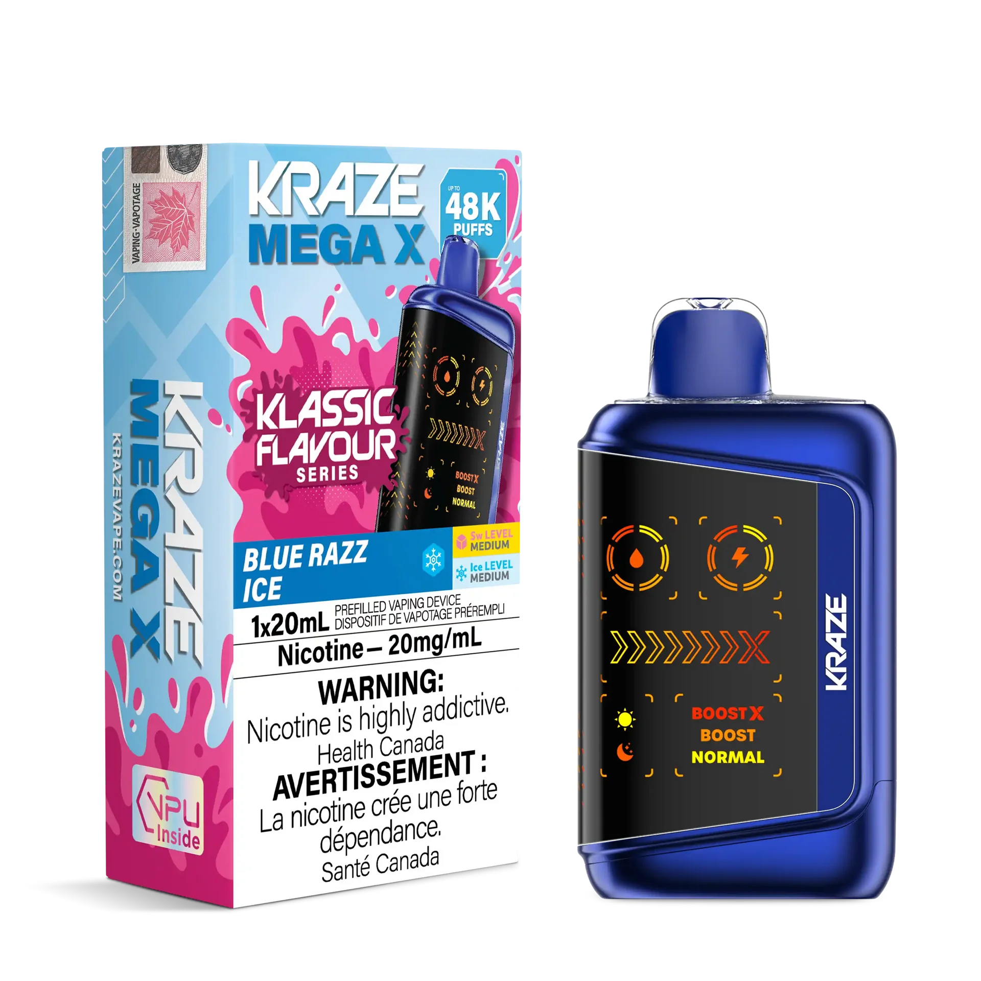 Blue Razz Ice Kraze Mega X - Disposable 48K by KRAZE