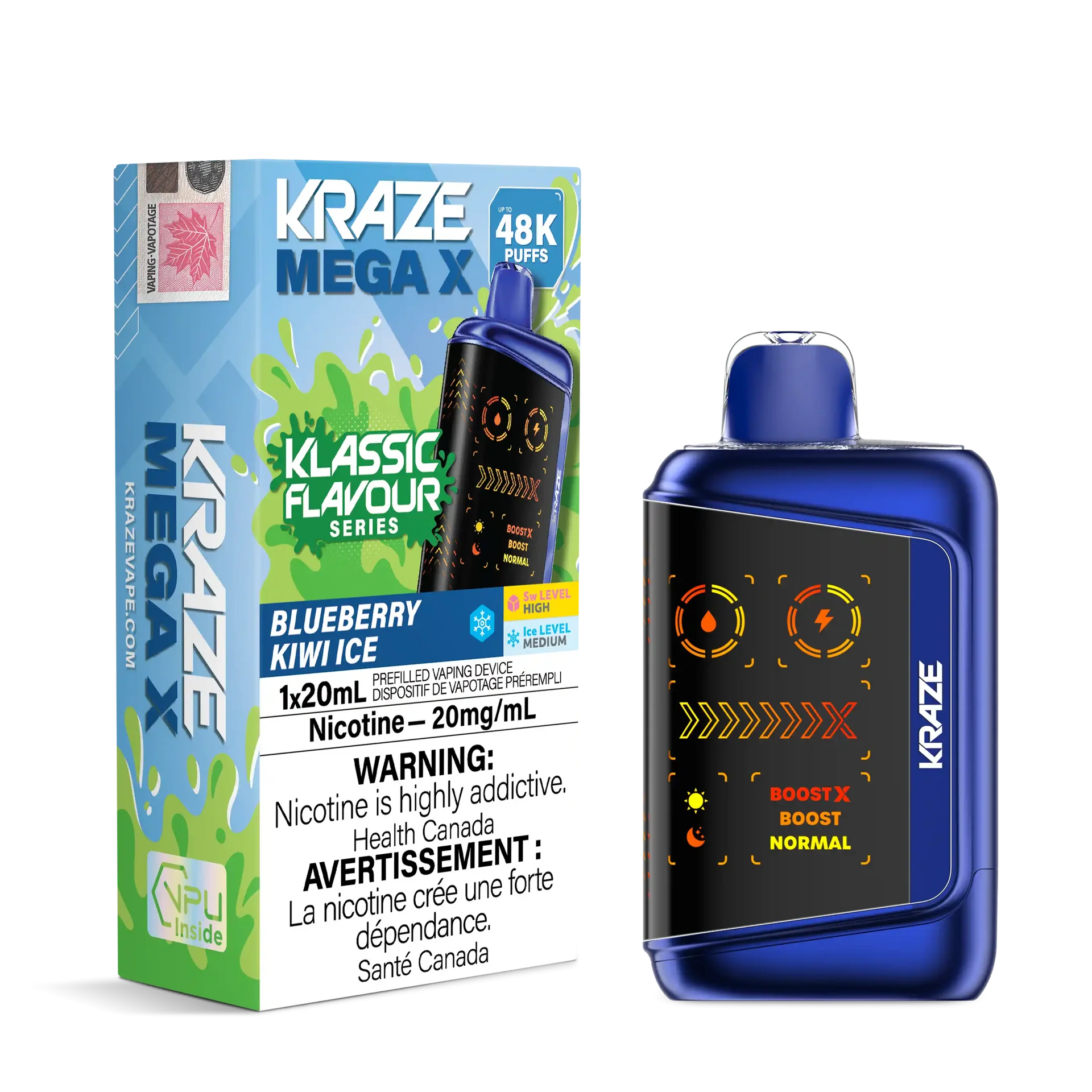Blueberry Kiwi Ice Kraze Mega X - Disposable 48K by KRAZE