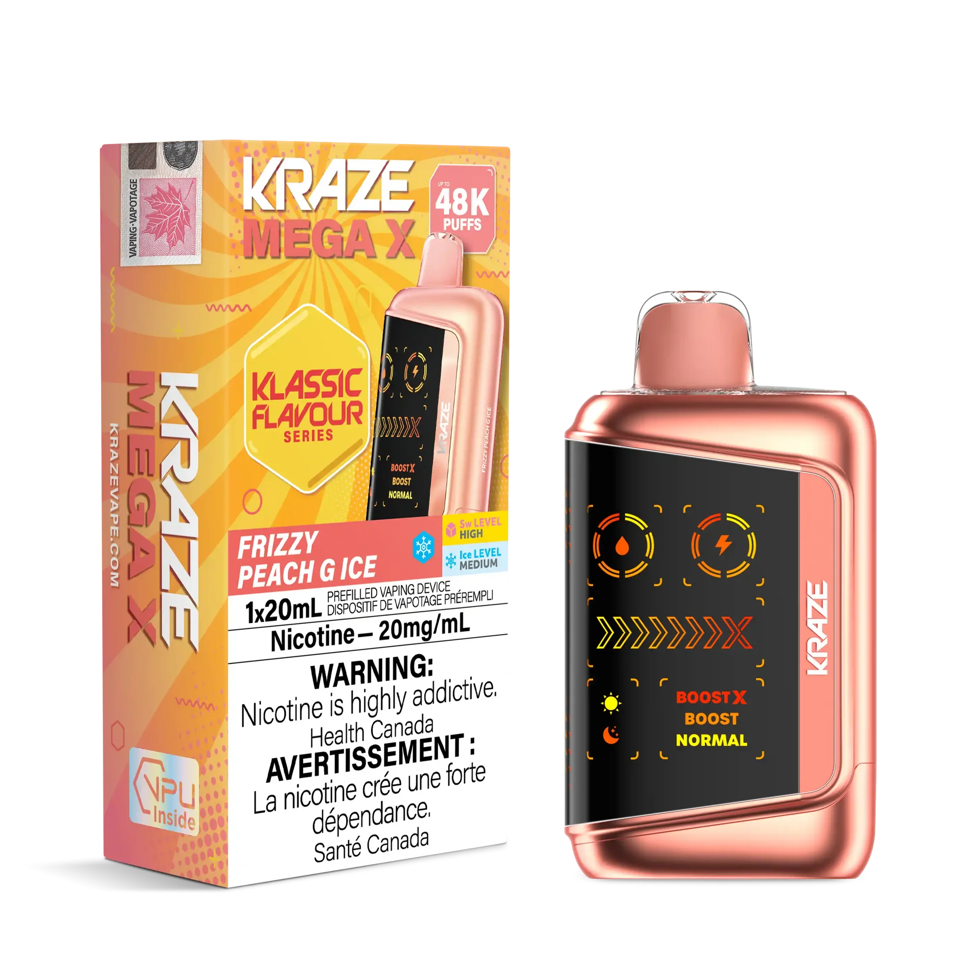Frizzy Peach G Ice Kraze Mega X - Disposable 48K by KRAZE