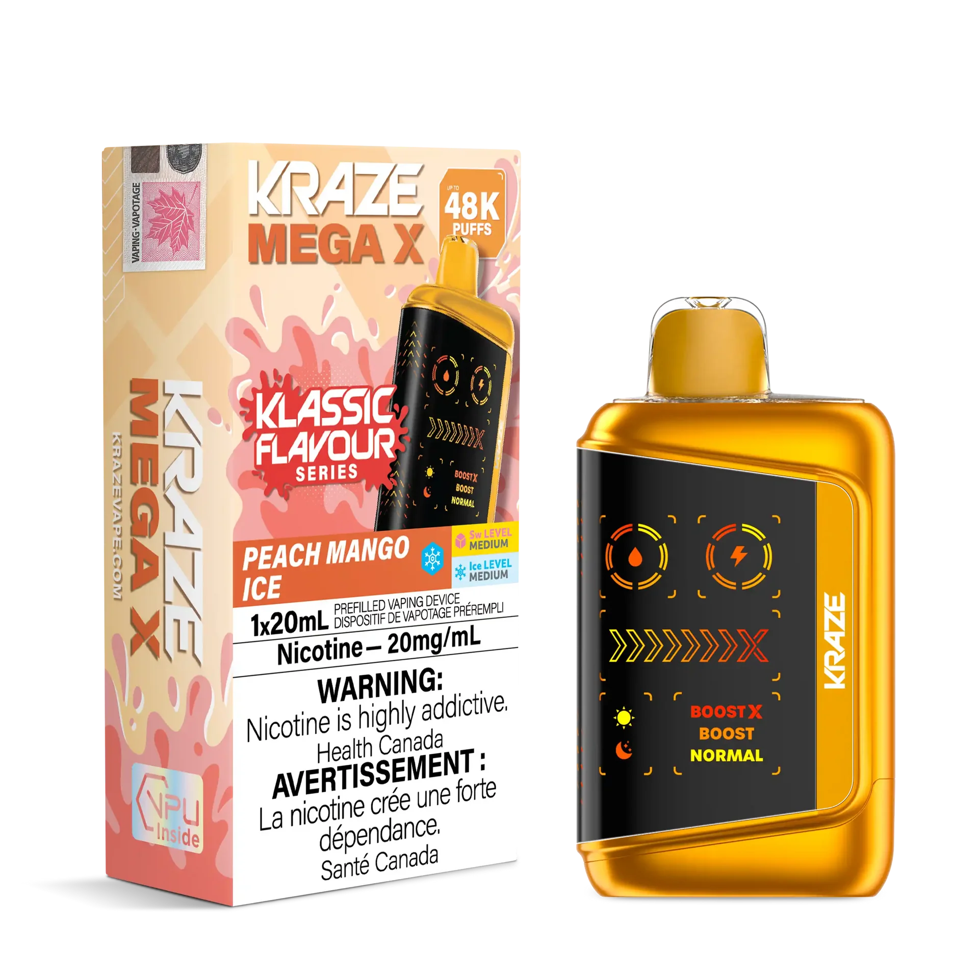 Peach Mango Ice Kraze Mega X - Disposable 48K by KRAZE