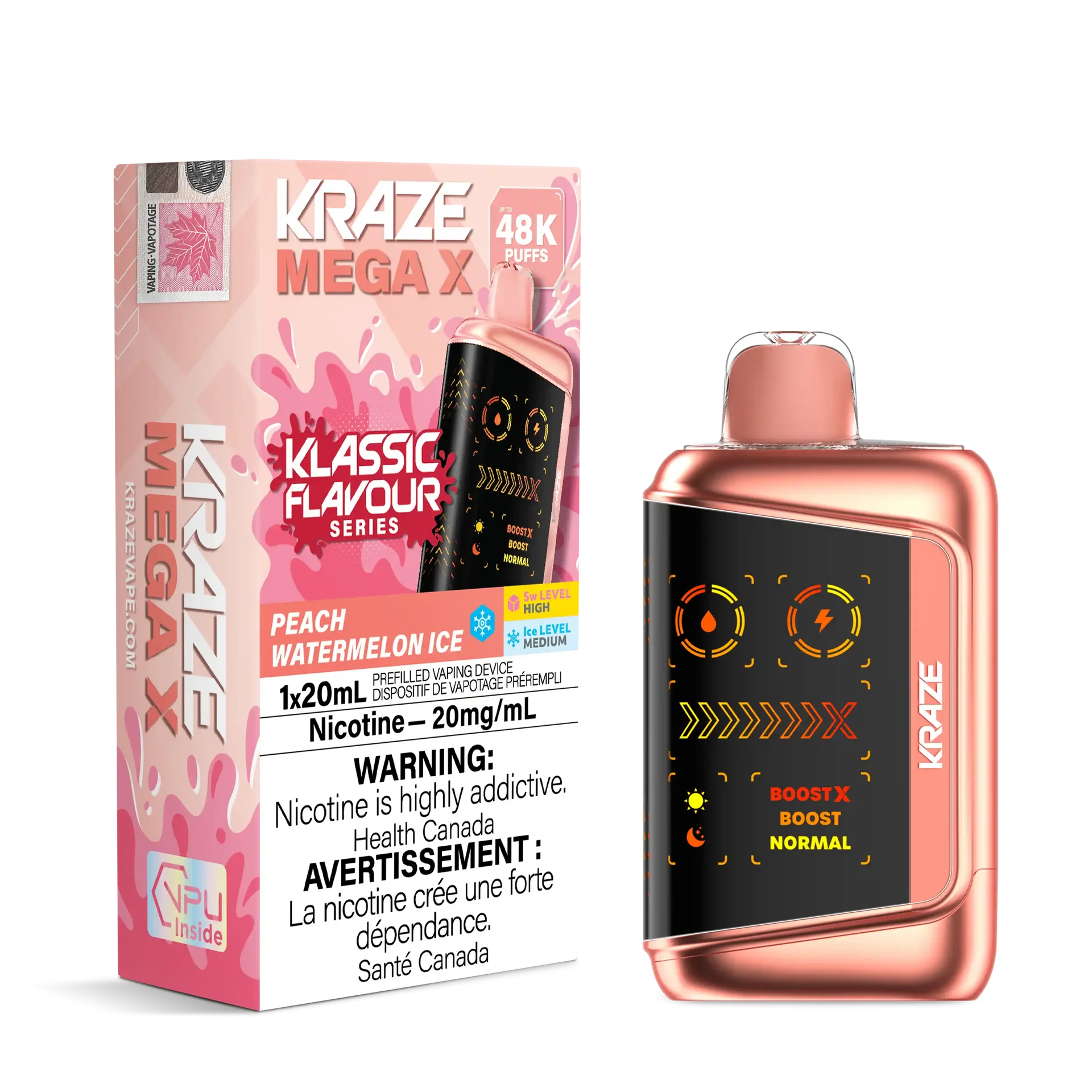 Peach Watermelon Ice Kraze Mega X - Disposable 48K by KRAZE