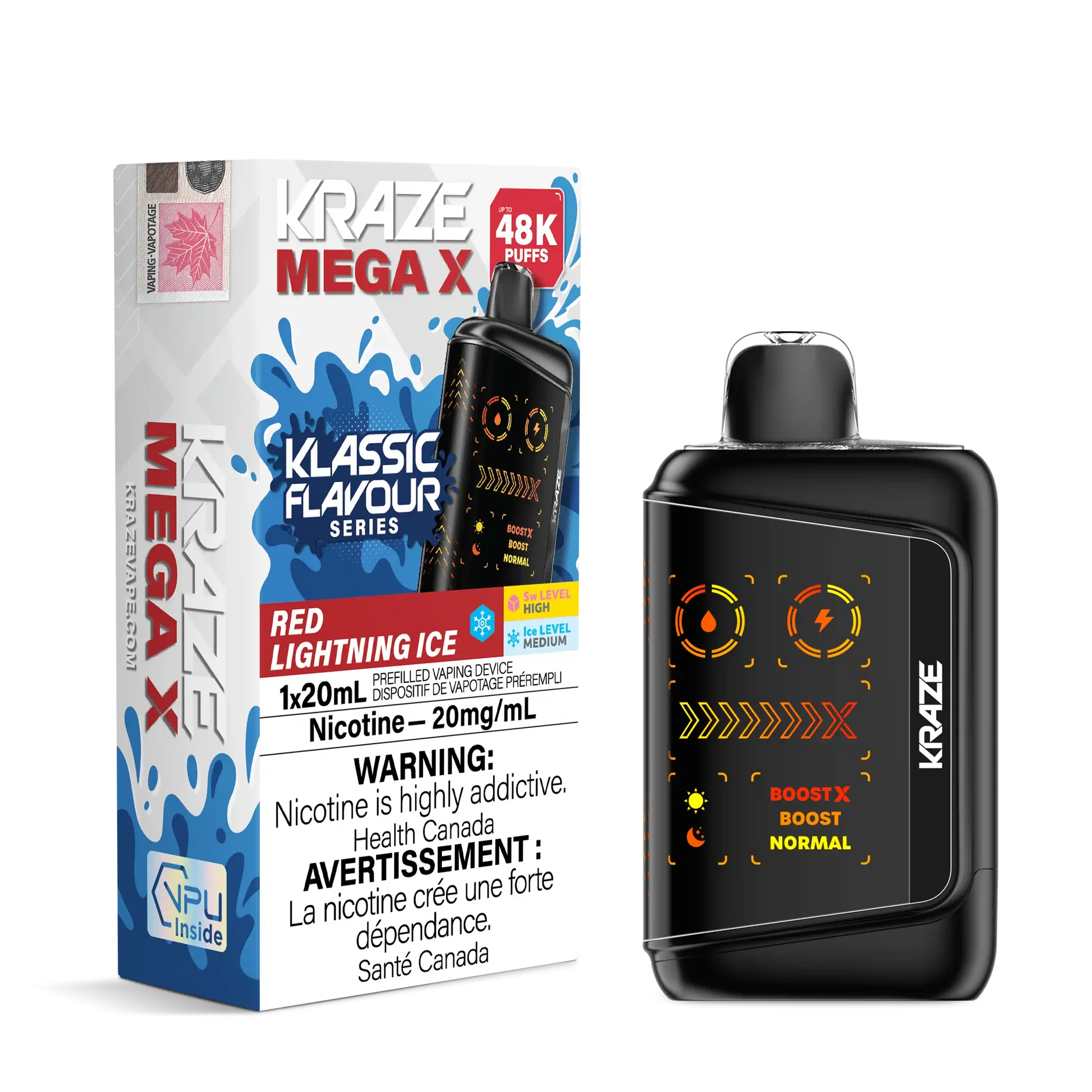 Red Lightning Ice Kraze Mega X - Disposable 48K by KRAZE