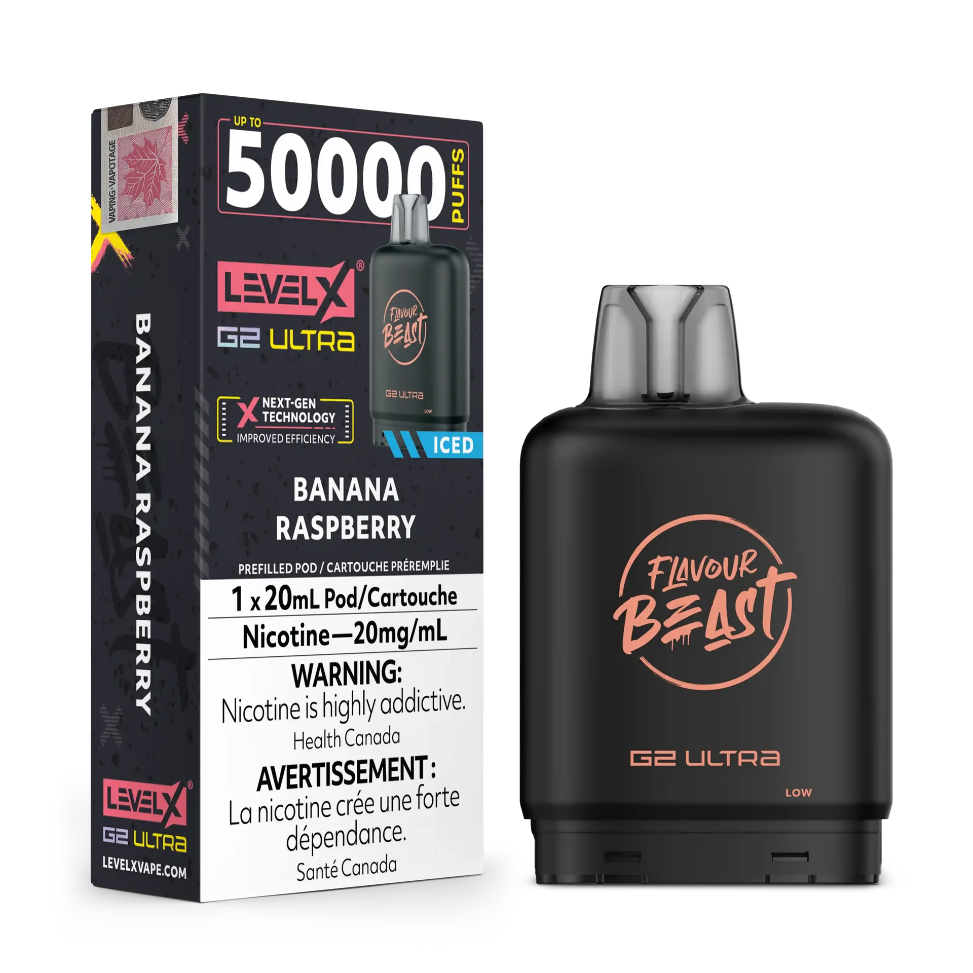 Banana Raspberry Iced by Level X Flavour Beast G2 Ultra 50K by LEVEL X BY FLAVOUR BEAST