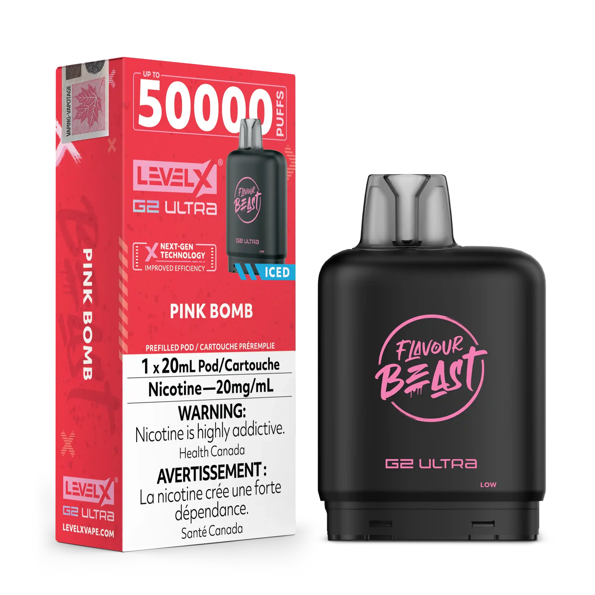 Pink Bomb Iced by Level X Flavour Beast G2 Ultra 50K by LEVEL X BY FLAVOUR BEAST