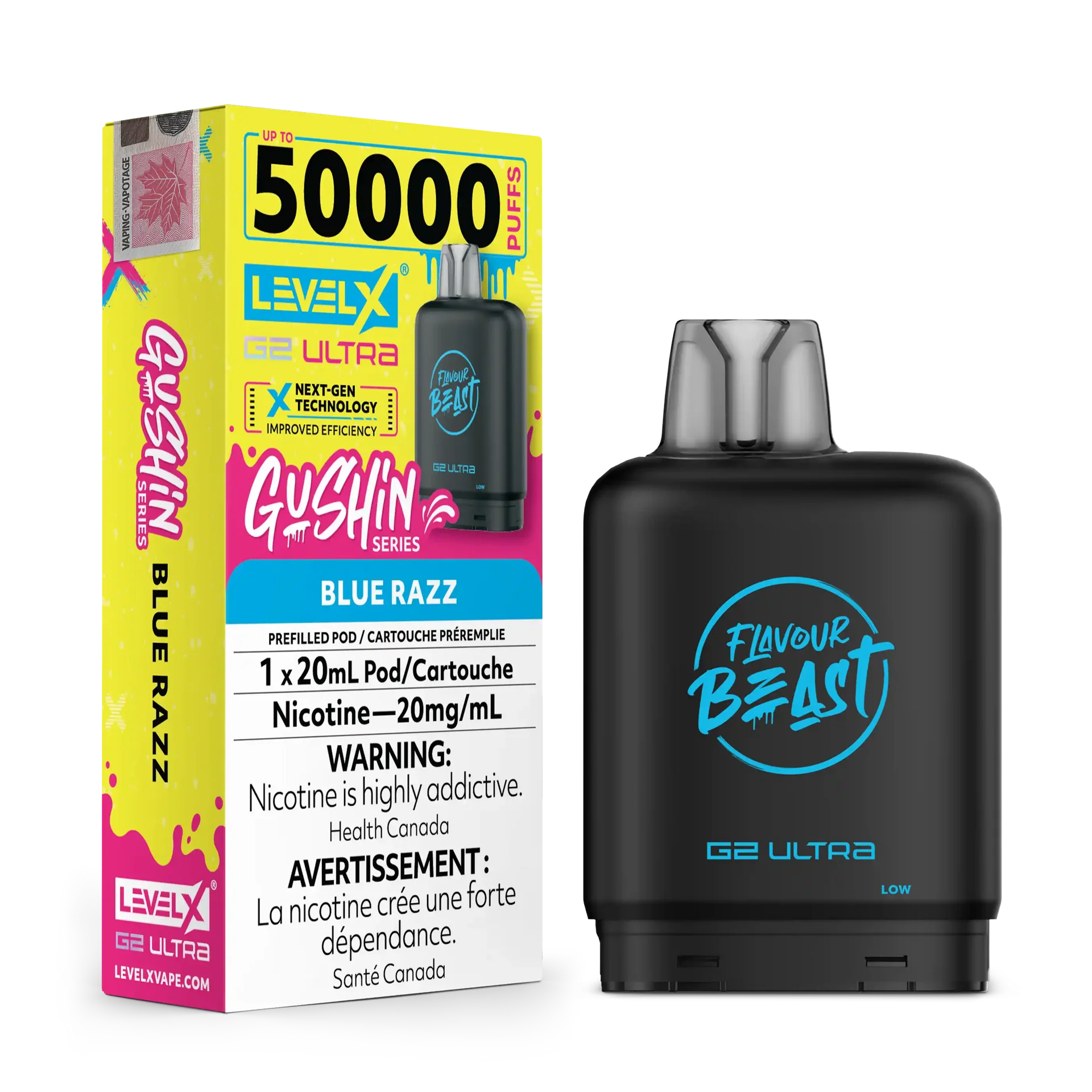 Gushin Blue Razz by Level X Flavour Beast G2 Ultra 50K by LEVEL X BY FLAVOUR BEAST