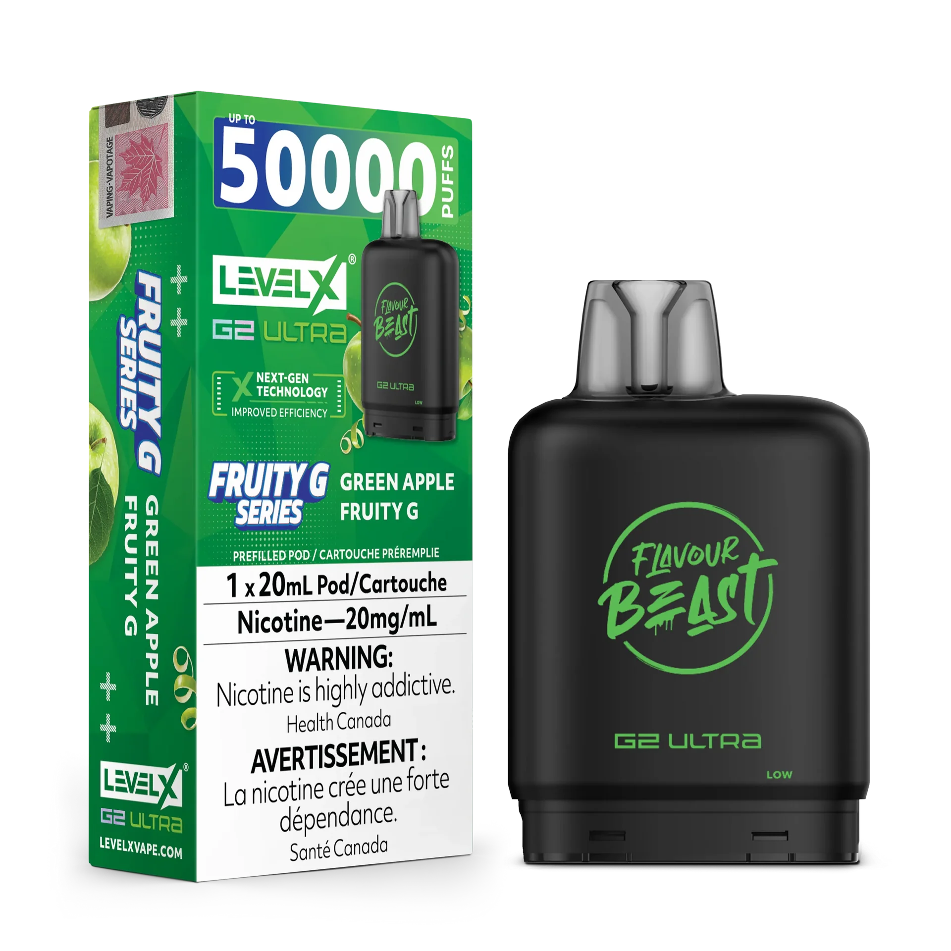Green Apple Fruity G by Level X Flavour Beast G2 Ultra 50K