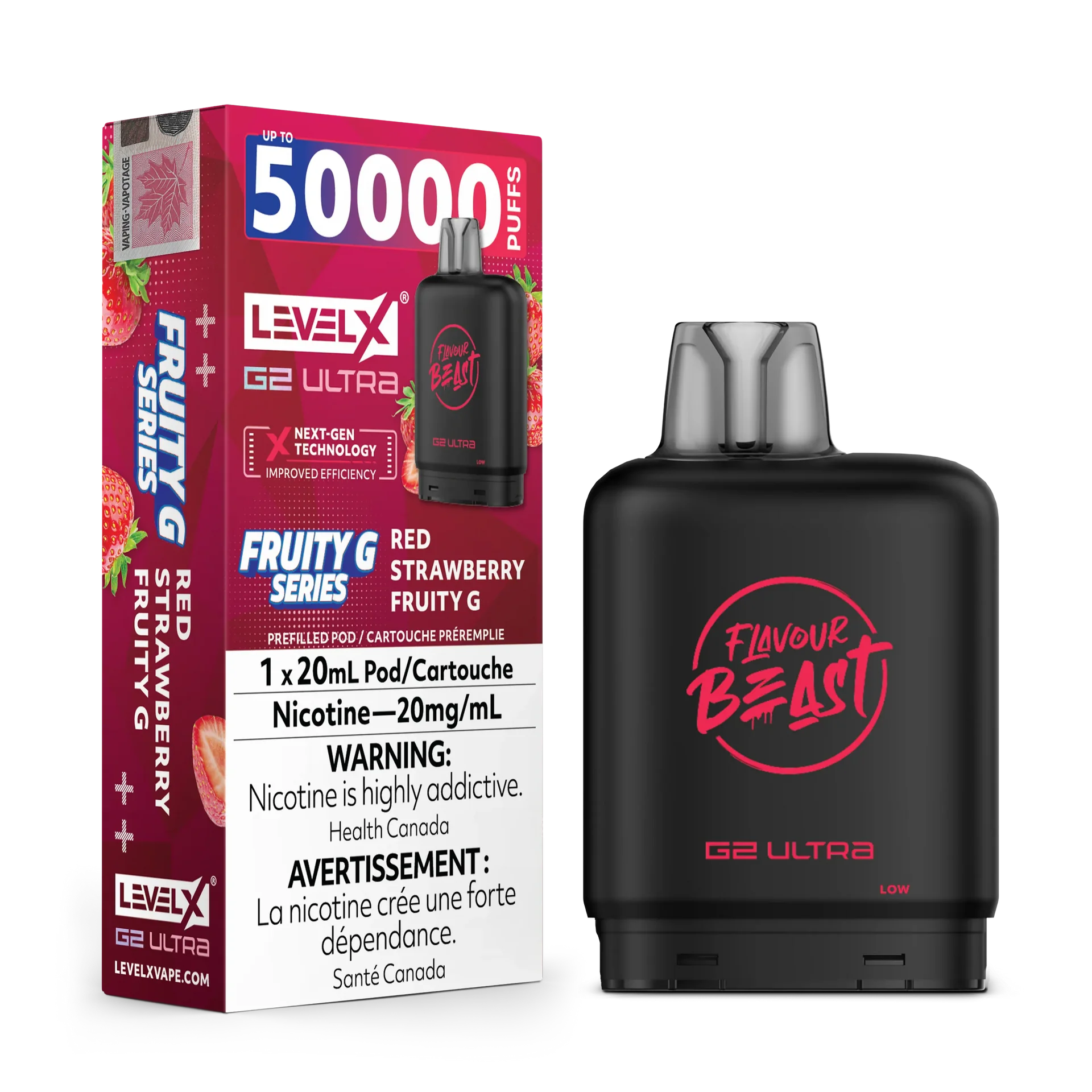 Red Strawberry Fruity G by Level X Flavour Beast G2 Ultra 50K